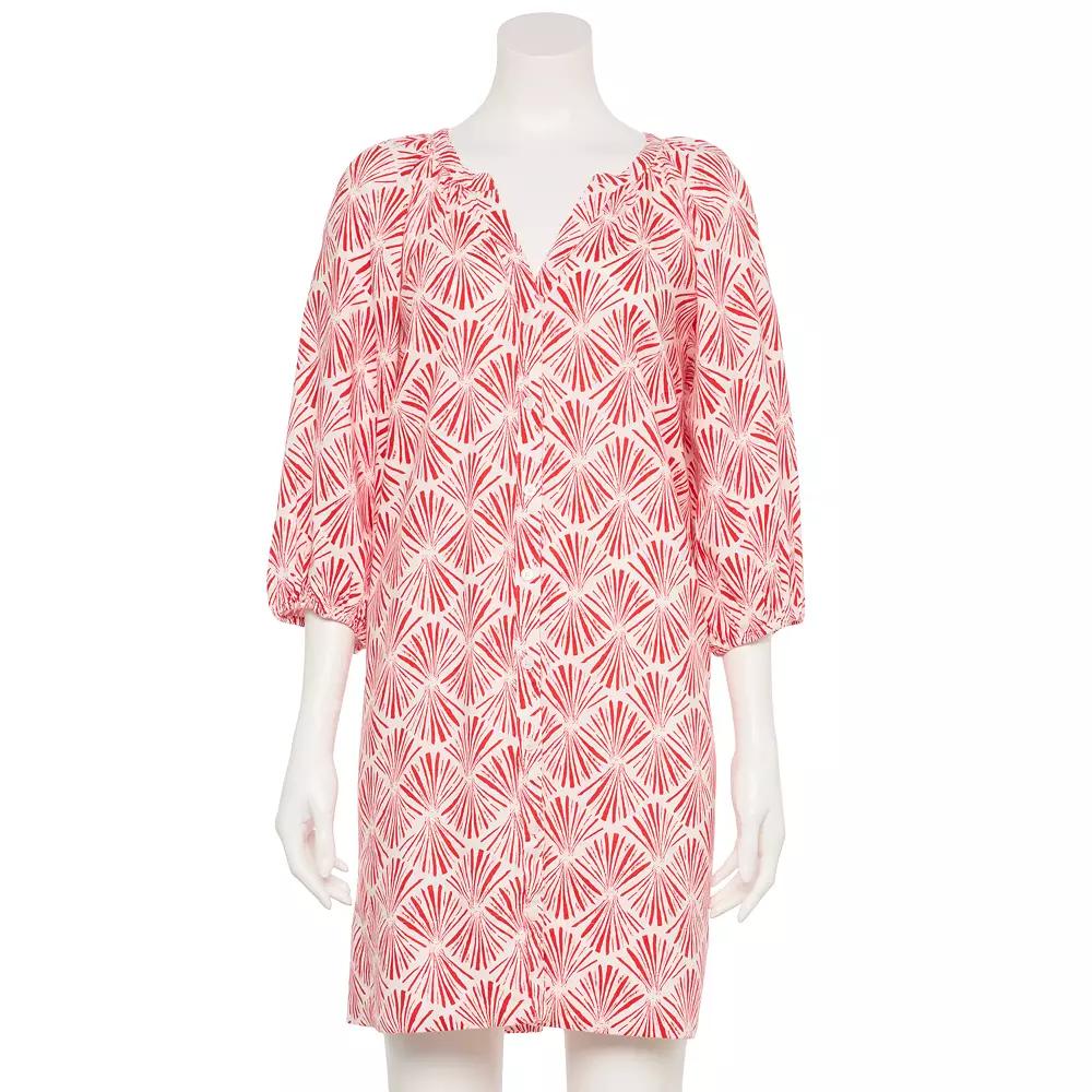 Women's Sonoma Goods For Life® Adaptive Button Front Dress, Size: XXL, Red White Print Product Image