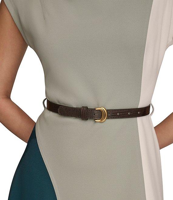 Donna Karan Scuba Crepe Short Sleeve A-Line Belted Midi Dress Product Image