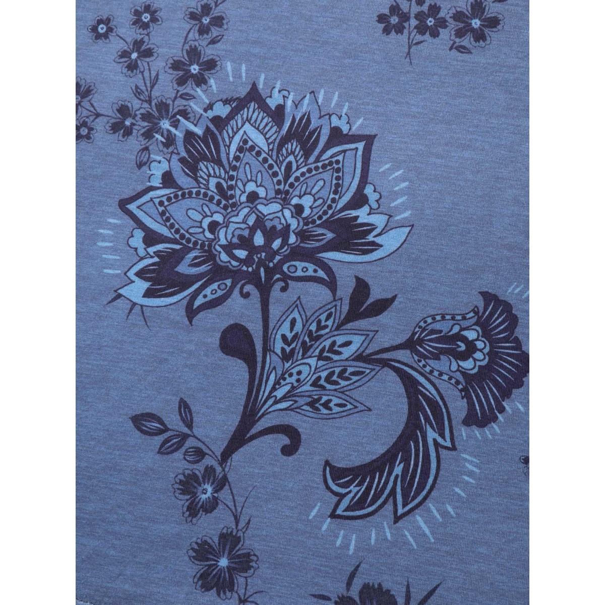 Plus Size Floral V-Neck Drapey T-Shirt Cerulean Women Leisure Non V-neck Casual T-shirts BloomChic 26/4X Product Image