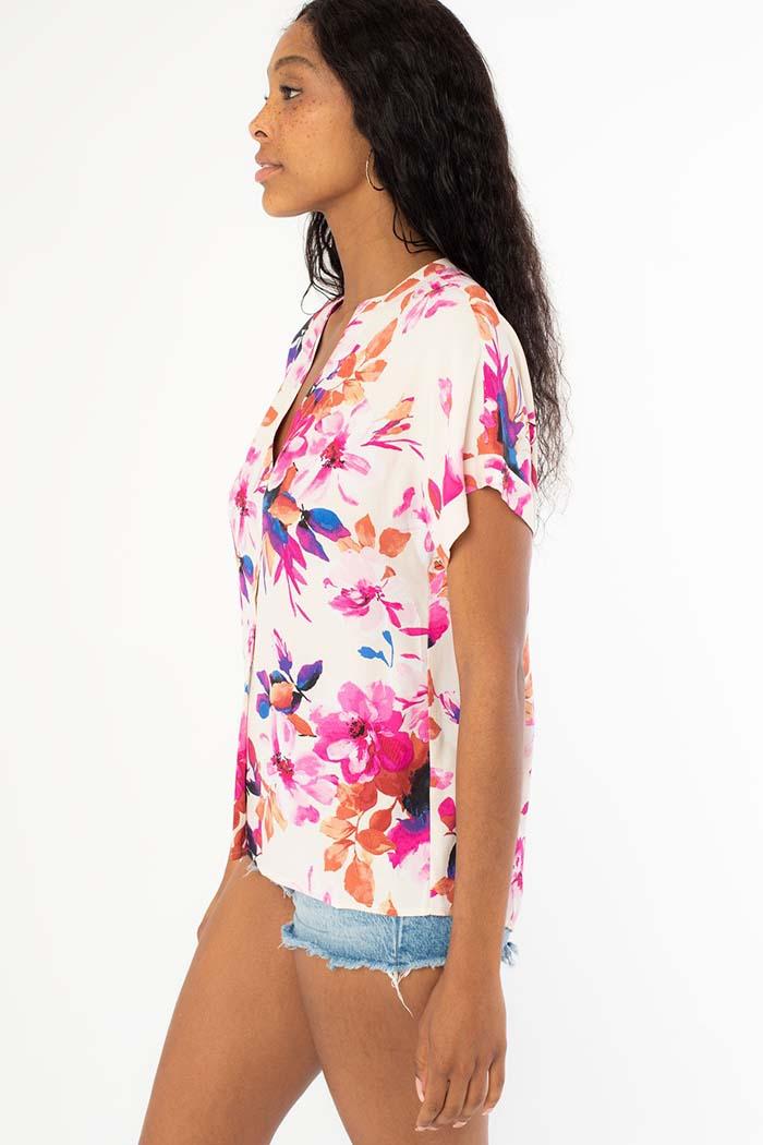 Floral Dolman Sleeve V Neck Blouse Product Image