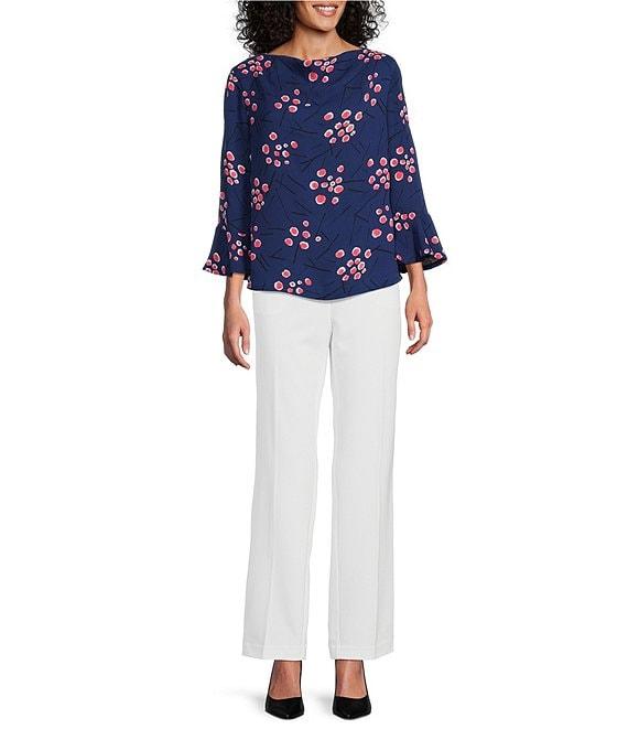 Investments Petite Size the PARK AVE fit Stretch Front Pocketed Tummy Control Straight Leg Pants Product Image