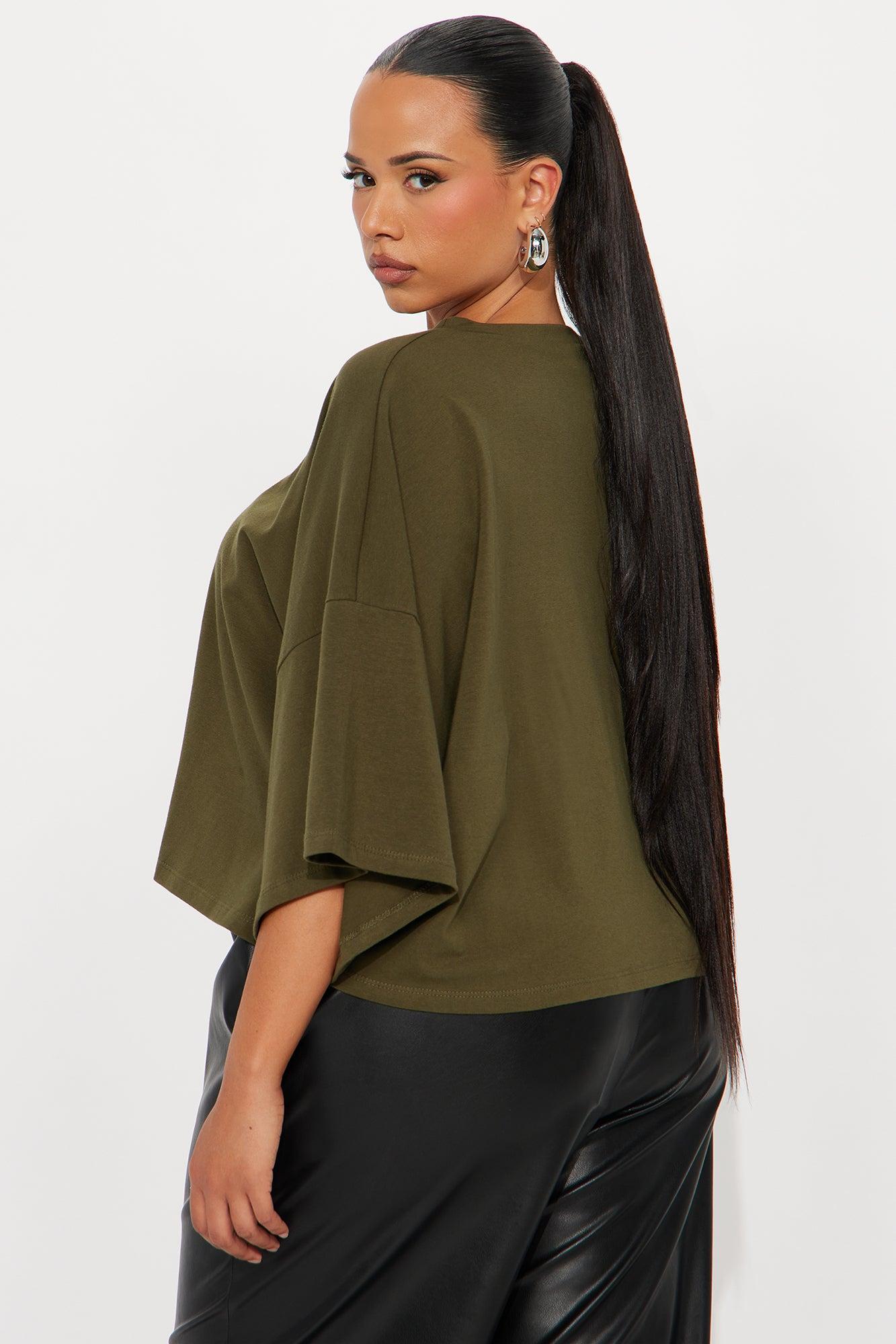 Blakely Boxy Wide Fit Short Sleeve Tshirt - Olive Female Product Image