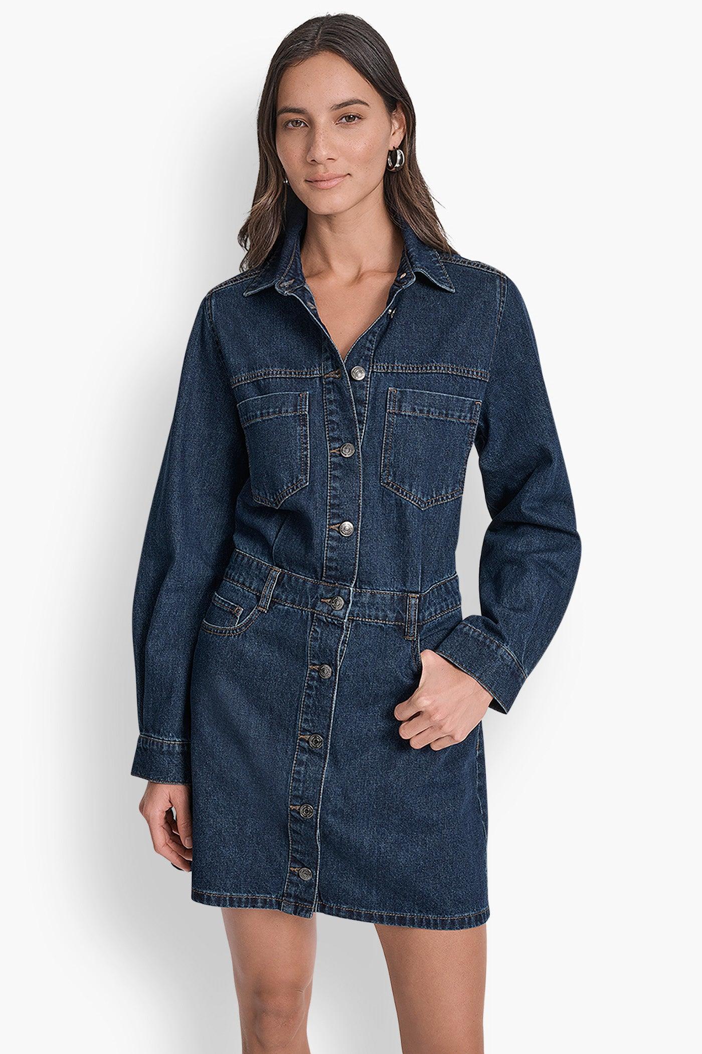 DENIM MINI SHIRT DRESS Product Image