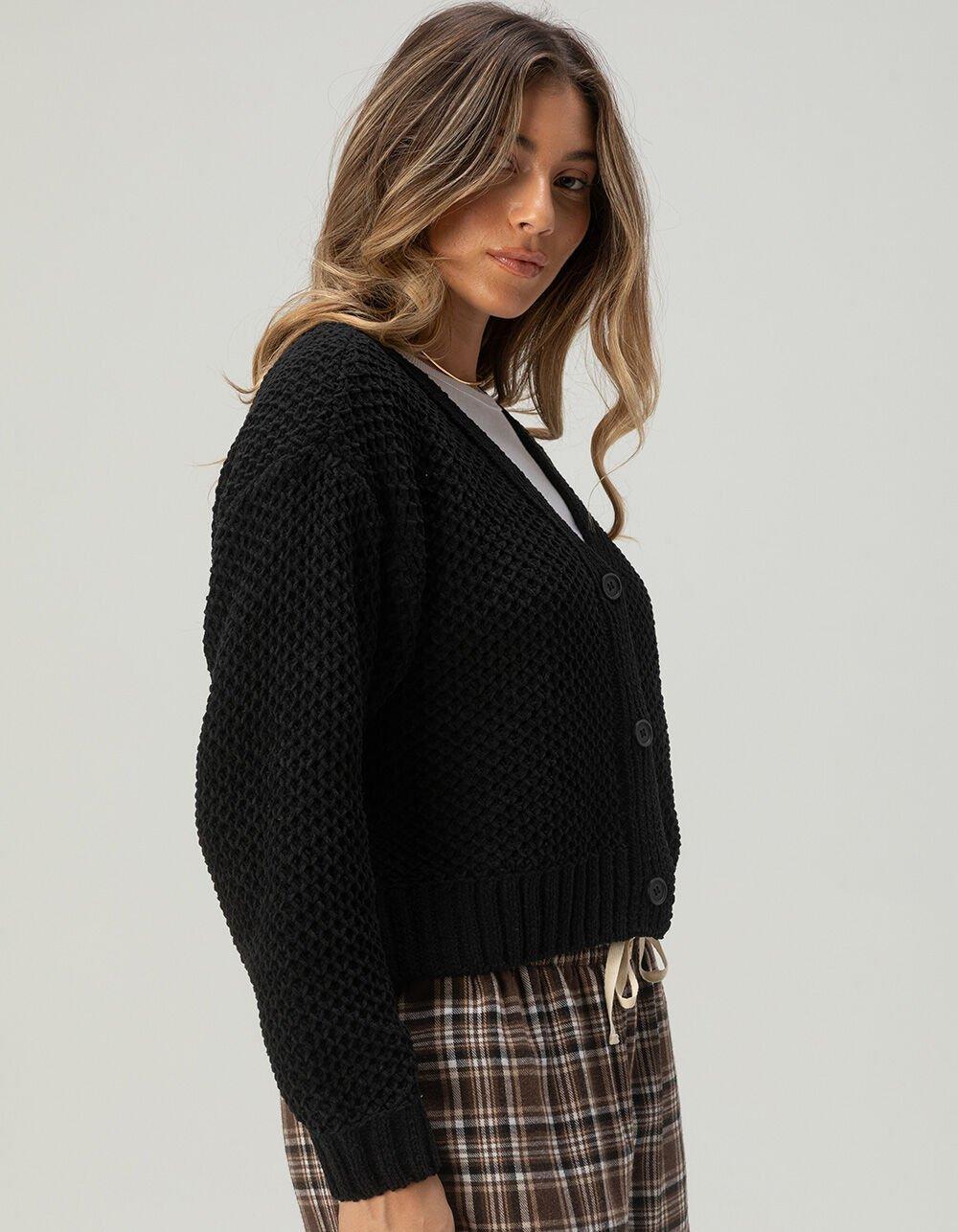 FULL TILT Chenille V-Neck Womens Cardigan - BLACK Product Image