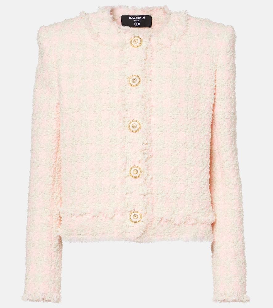 BALMAIN 5-button Textured Tweed Jacket In Neutral Product Image