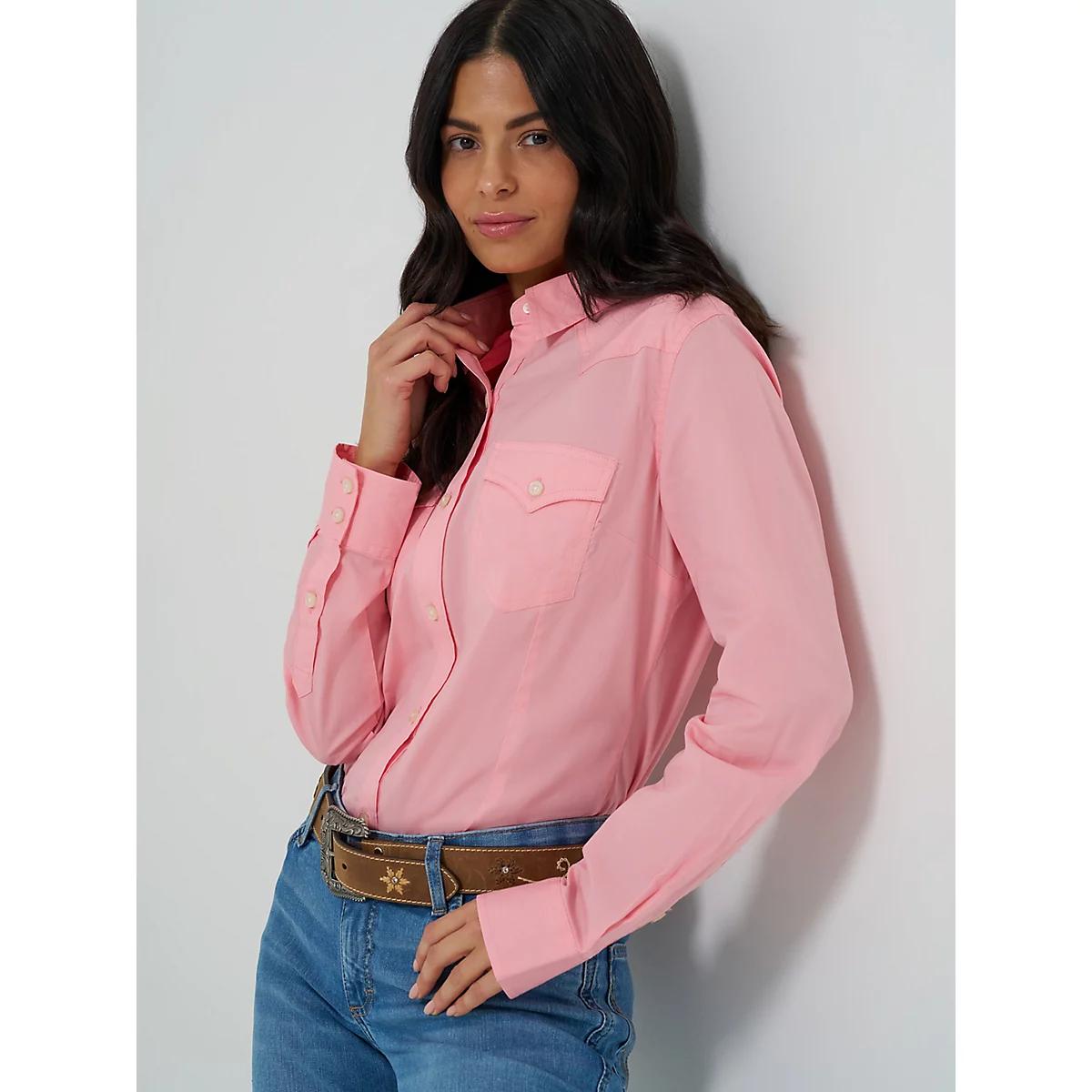 Women's Wrangler Western Button Down Shirt in Peony Product Image