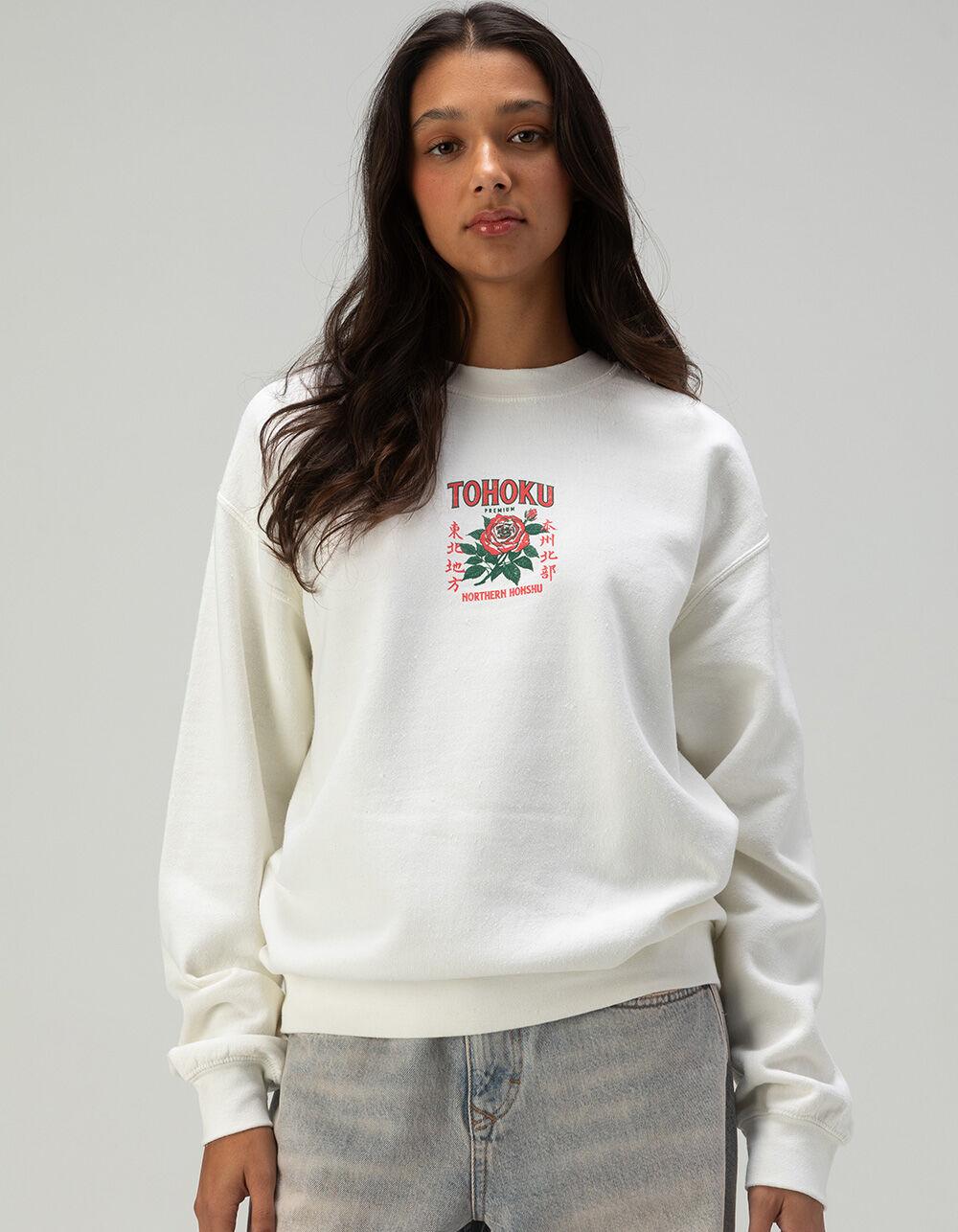 BDG Urban Outfitters Tohoku Rose Womens Crewneck Sweatshirt - ECRU Product Image