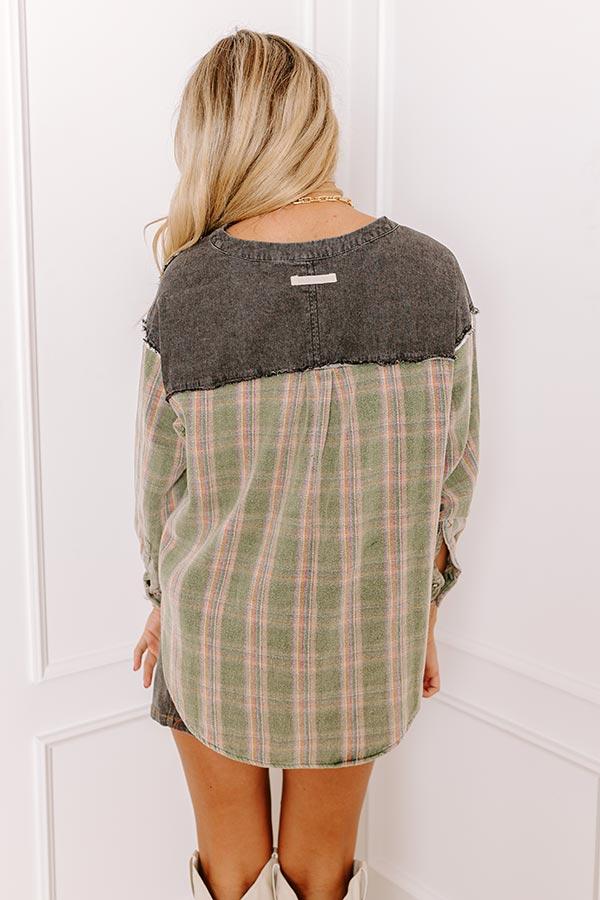 Bonfire Season Vintage Henley Top in Green Product Image