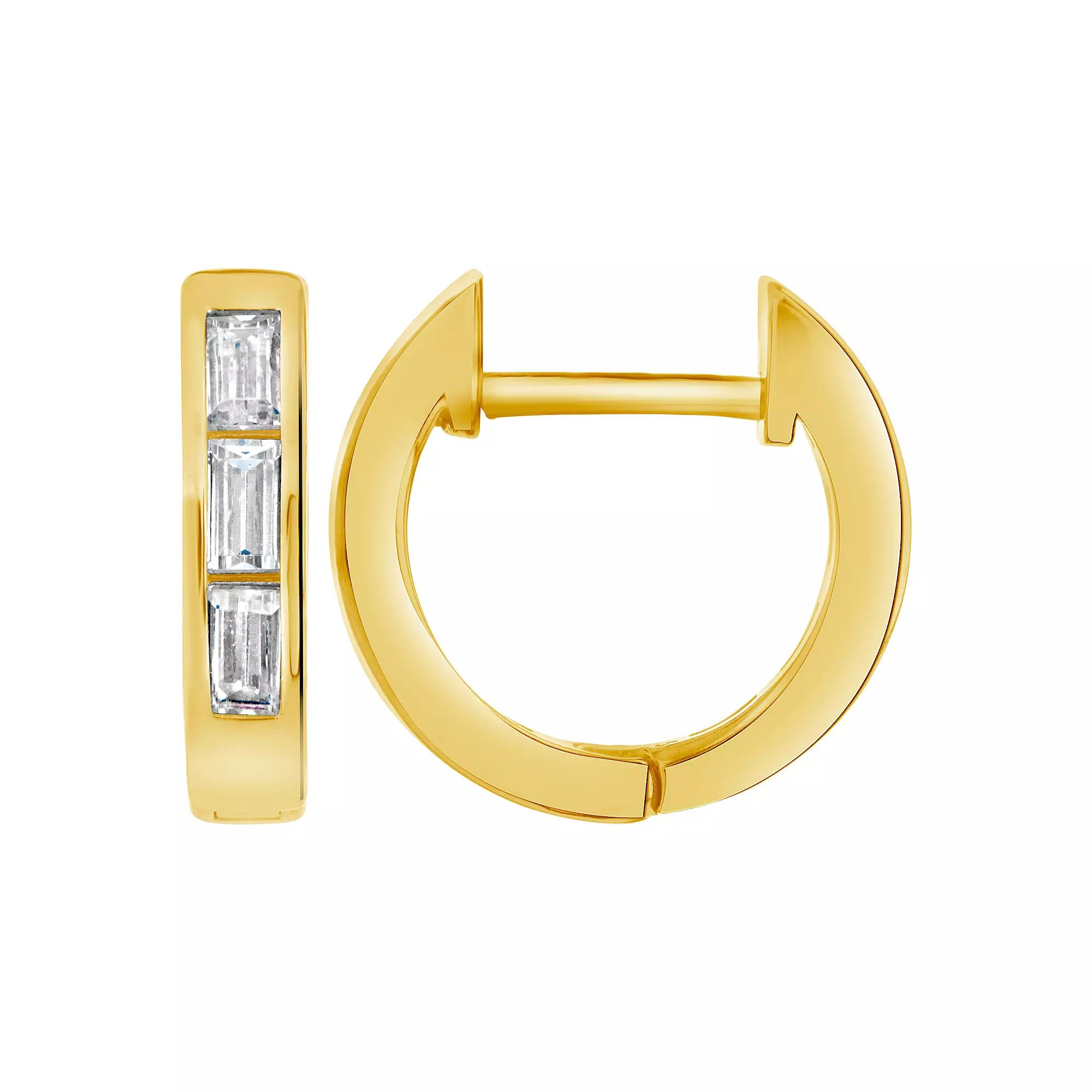 MC Collective Sterling Silver Cubic Zirconia Click-It Micro Hoop Earrings, Women's, Gold Tone Product Image