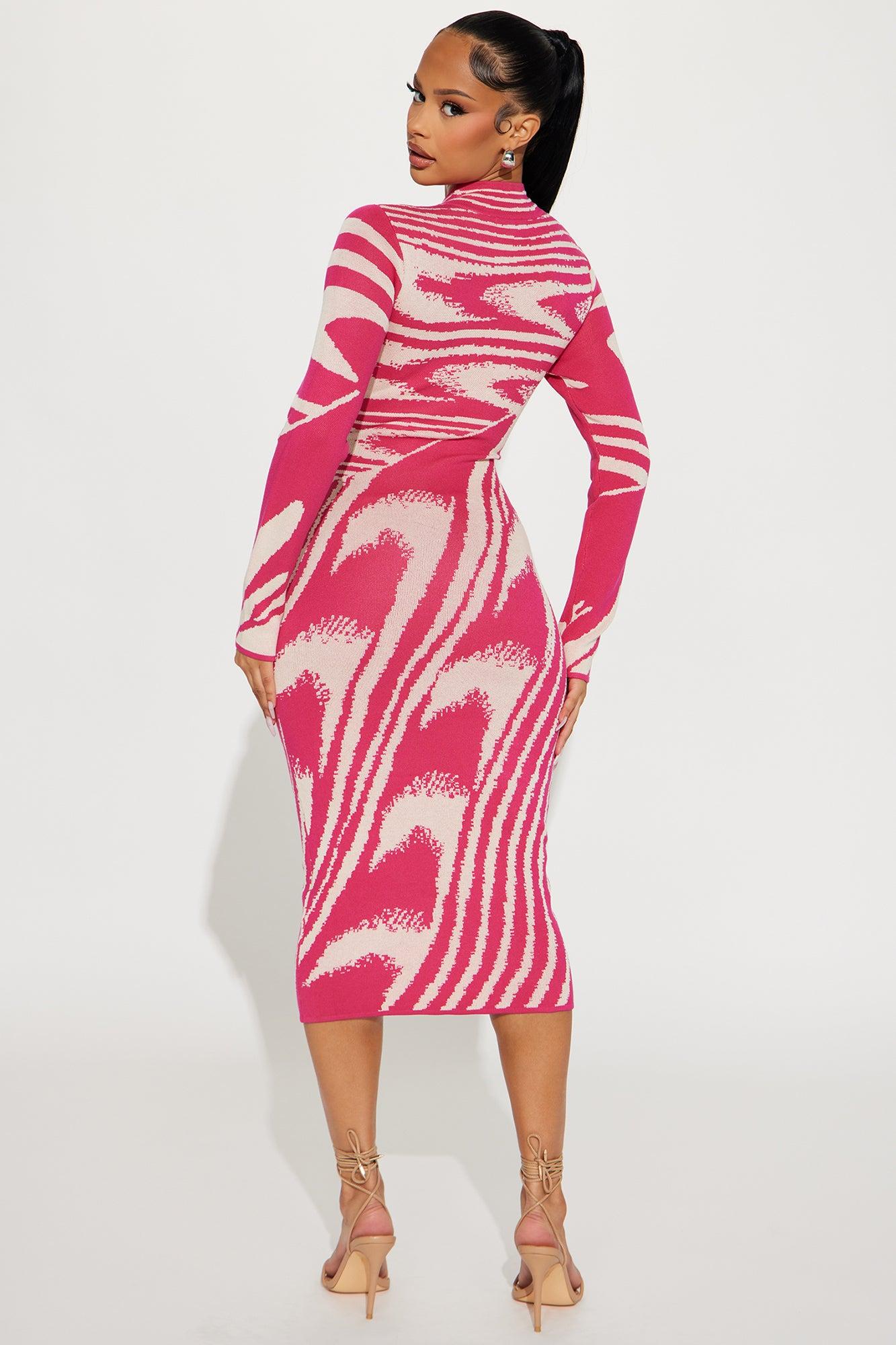Daniella Sweater Midi Dress - Pink/combo Product Image