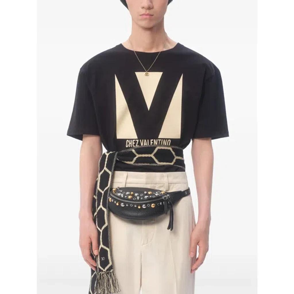 VALENTINO Crew Neck Short Sleeves T-shirts In Black Product Image