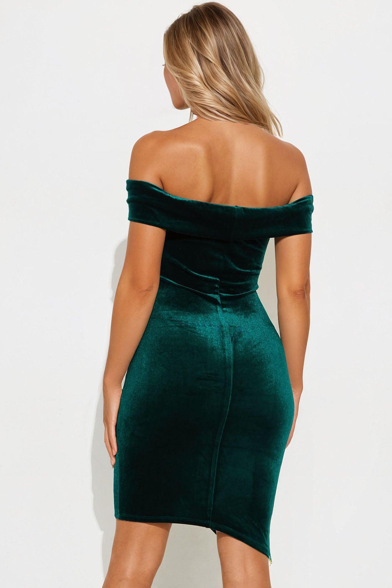 Abbey Mini Velvet Dress - Hunter Product Image