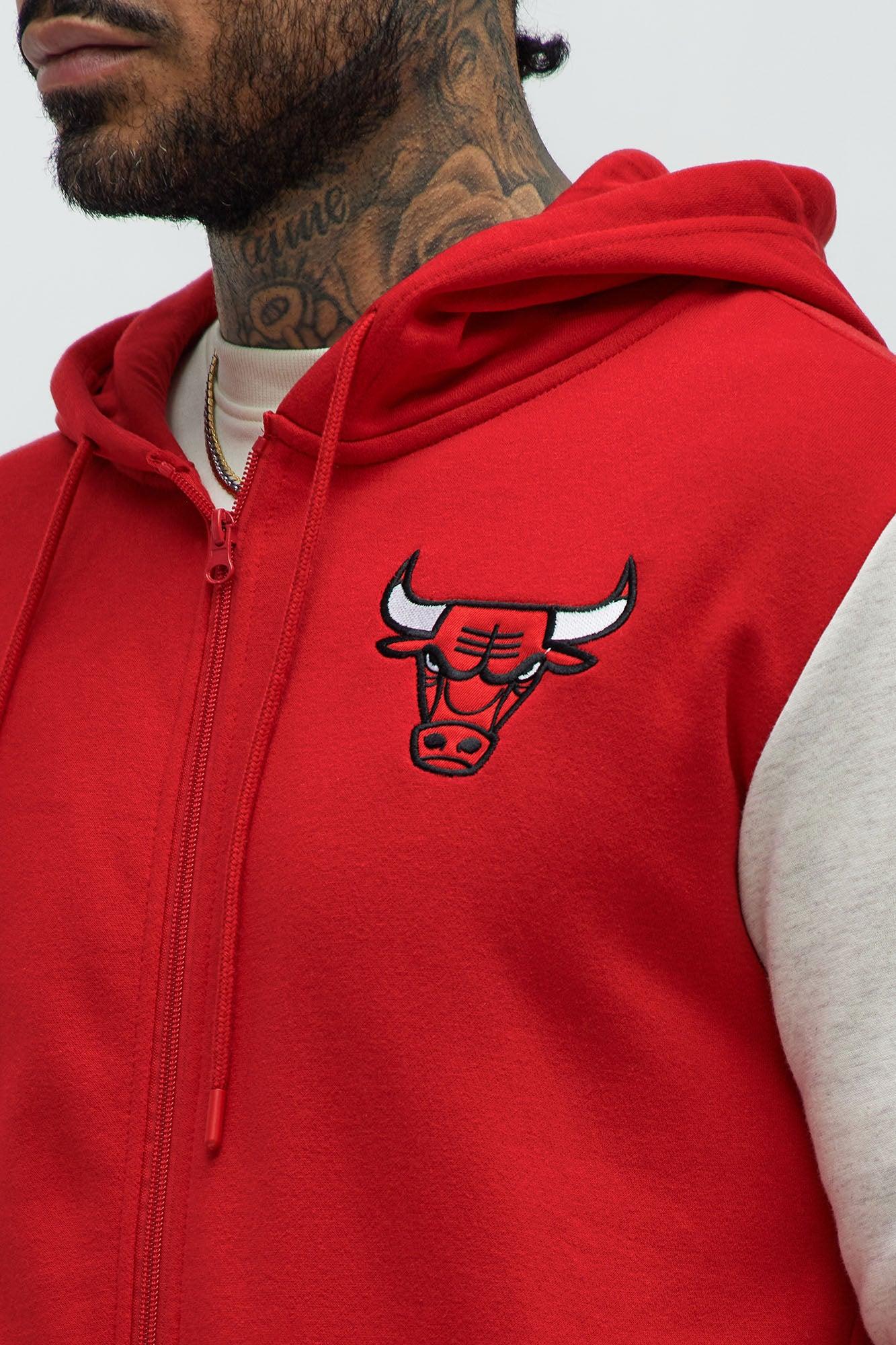 Bulls Above The Rim Zip Up Hoodie - Red Male Product Image