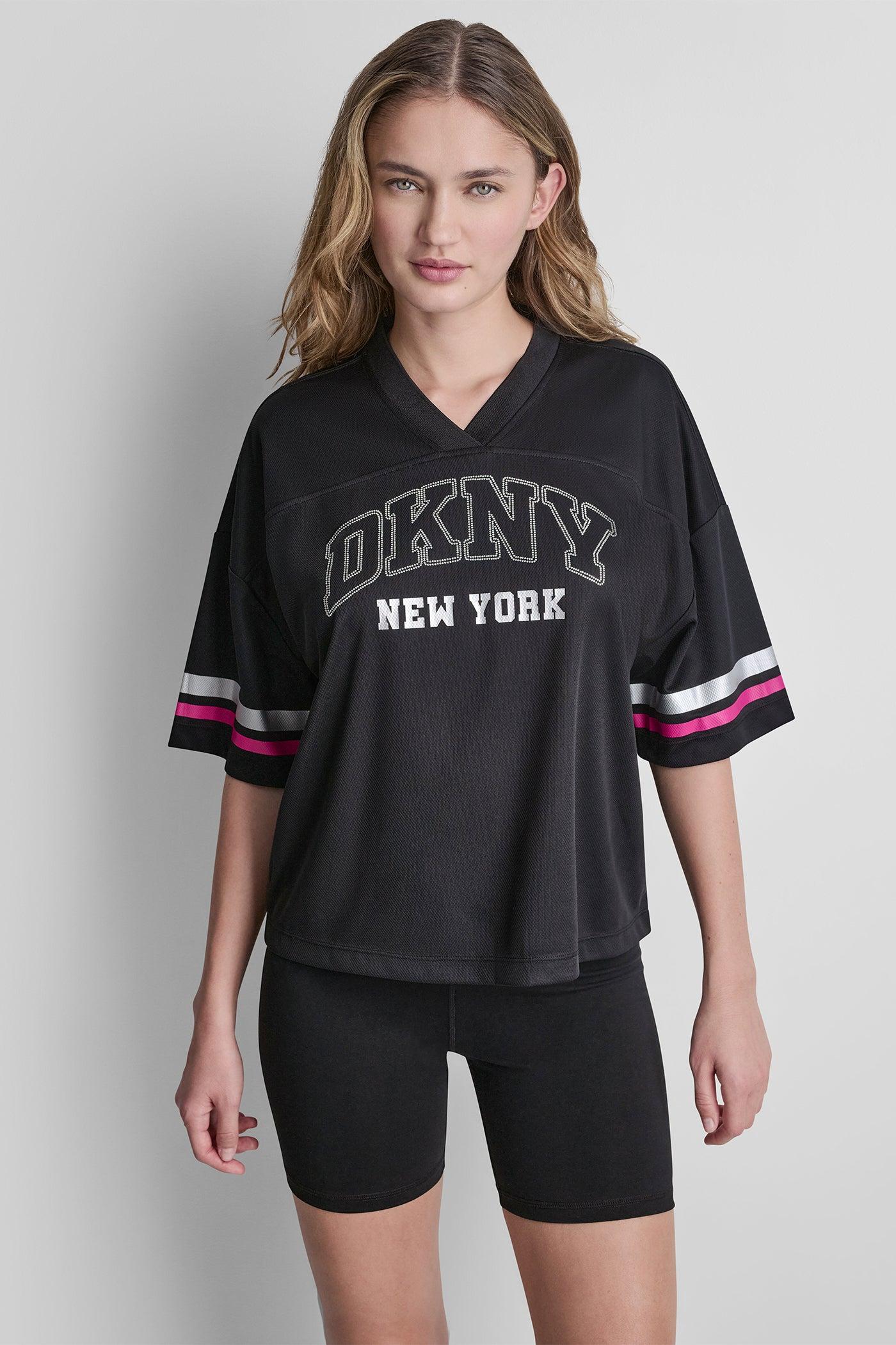 RHINESTONE VARSITY LOGO V-NECK JERSEY Product Image