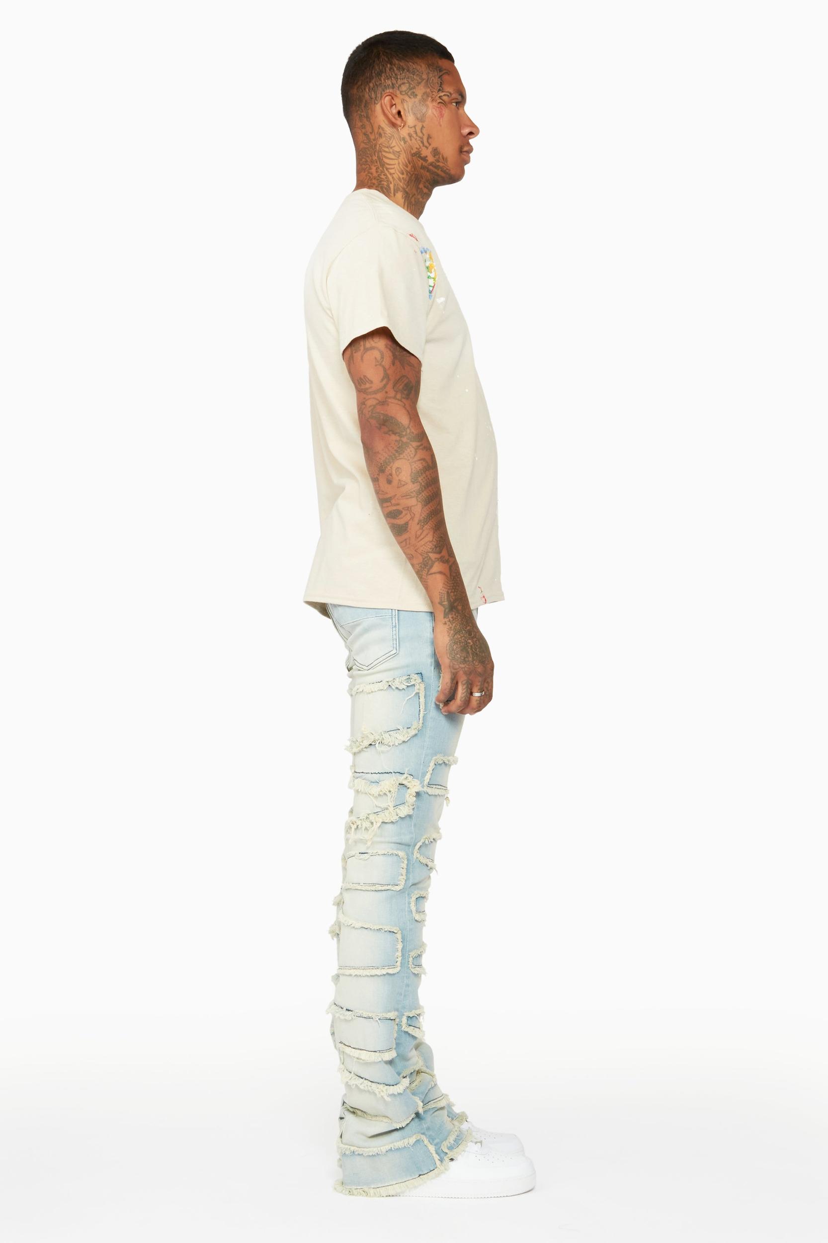 Shake Light Blue Stacked Flare Jean Male Product Image