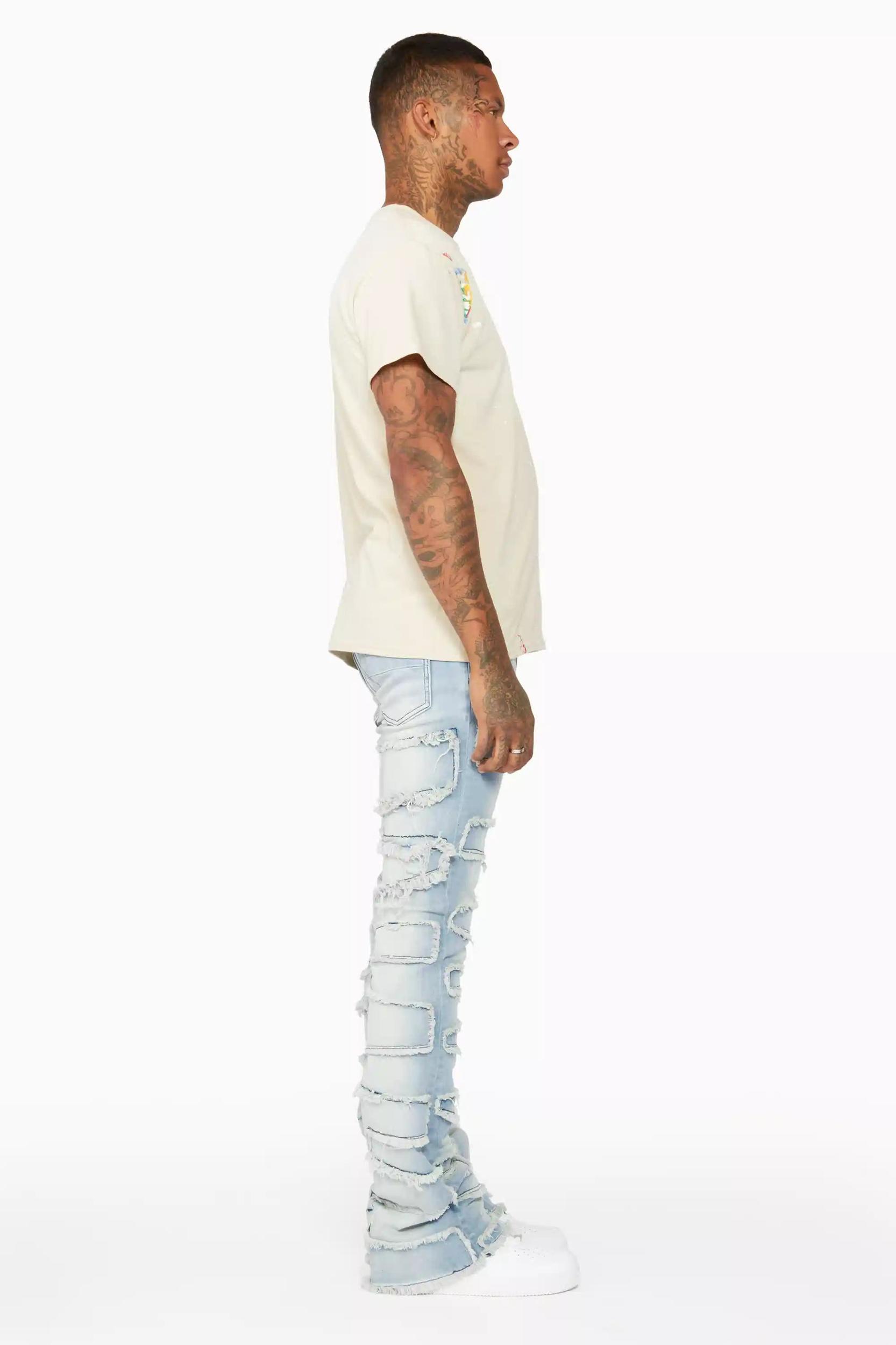 Shake Light Blue Stacked Flare Jean Male Product Image