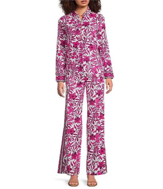 Lilly Pulitzer Lianne UPF 50+ Elderflower Blossom Print Button Front Long Sleeve Top Product Image