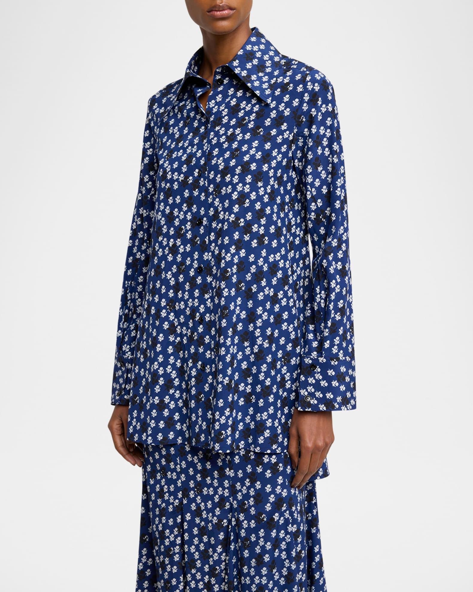 Emmeline Floral Print Silk-Blend Shirt  Product Image