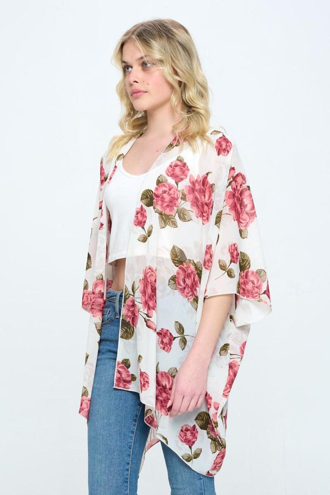 Loose Fit Kimono Cardigan Top With Product Image