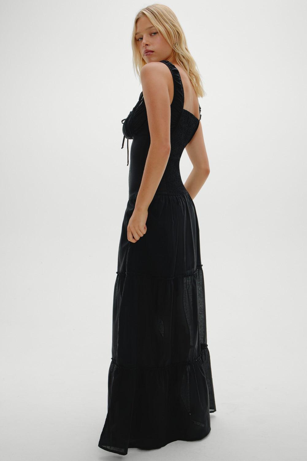 Christabelle Ruffle Maxi Dress - Black Product Image