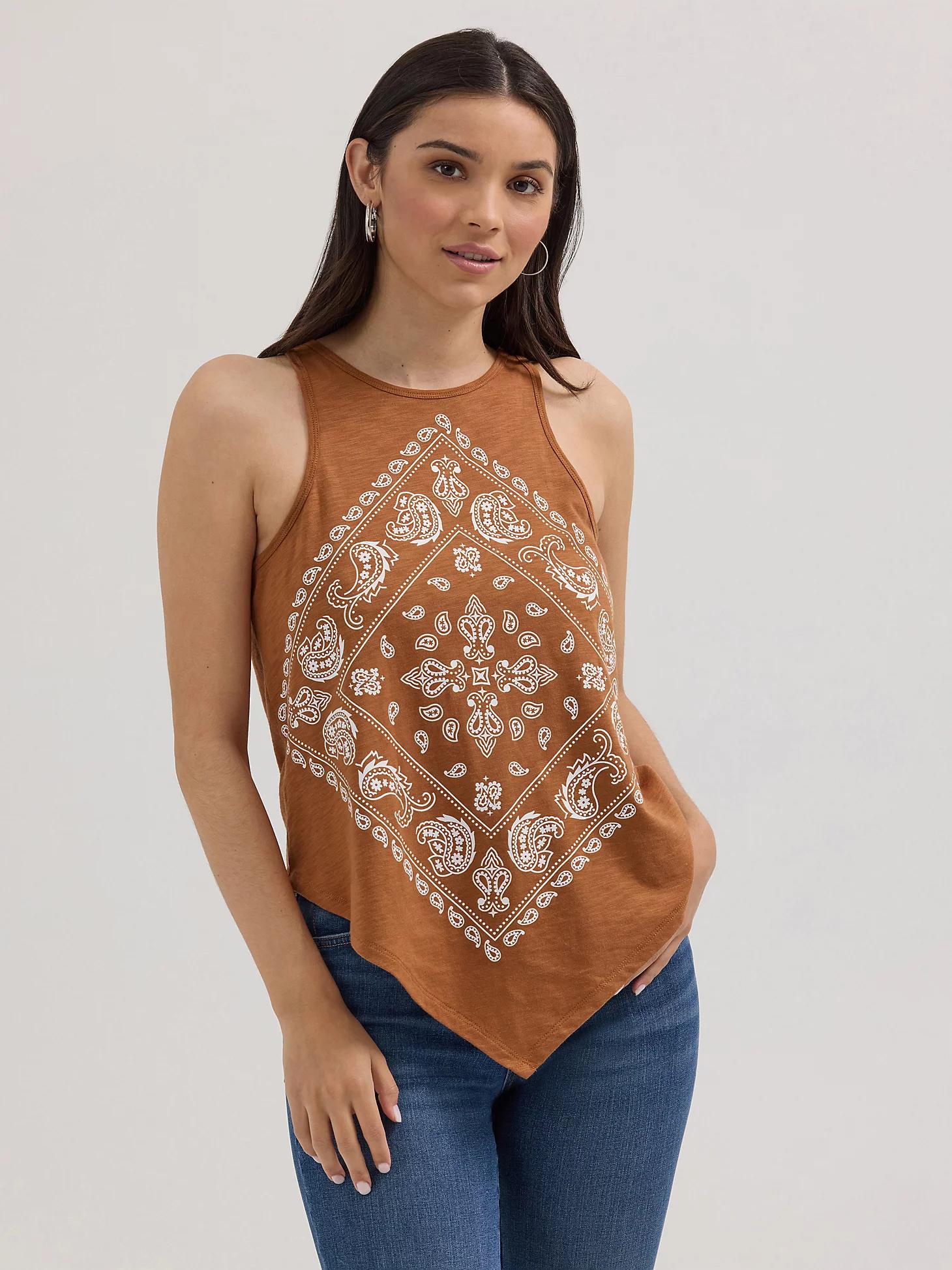 Women's Wrangler Bandana Diamond Front Tank in Washed Product Image