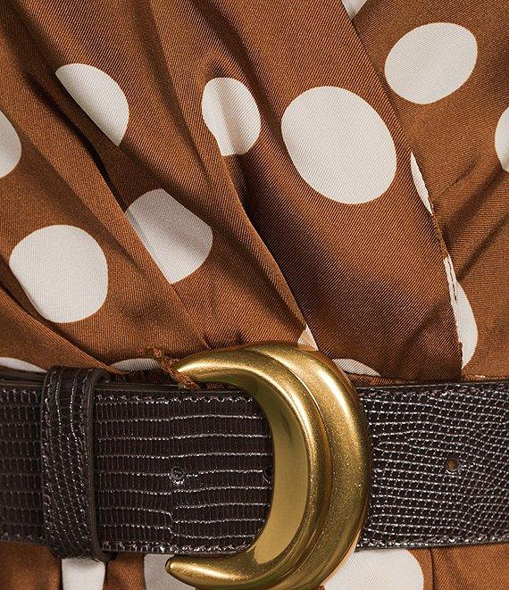 Donna Karan Halter Neck Polka Dot Print Belted Midi Dress Product Image