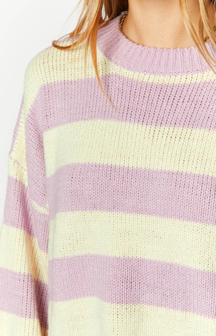 Snuggle Lilac Striped Oversized Striped Sweater Product Image