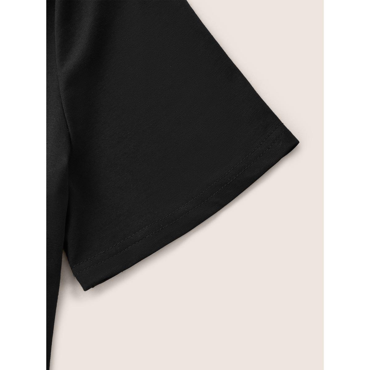 Plus Size Basic Solid Color U Neck T-shirt Black Women Basics U-neck Everyday T-shirts BloomChic 22-24/3X Product Image