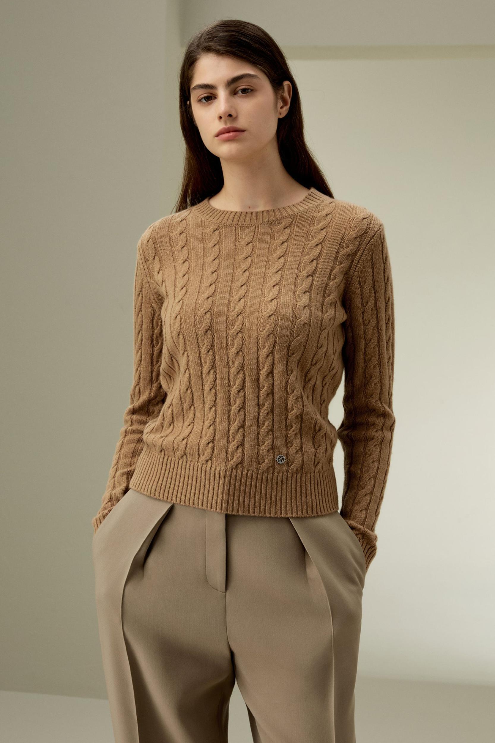 LILYSILK Woolen Pullover - for Women - Camel Cashmere-Wool Blend - Comfortable Ribbed Edges Sweater L Product Image