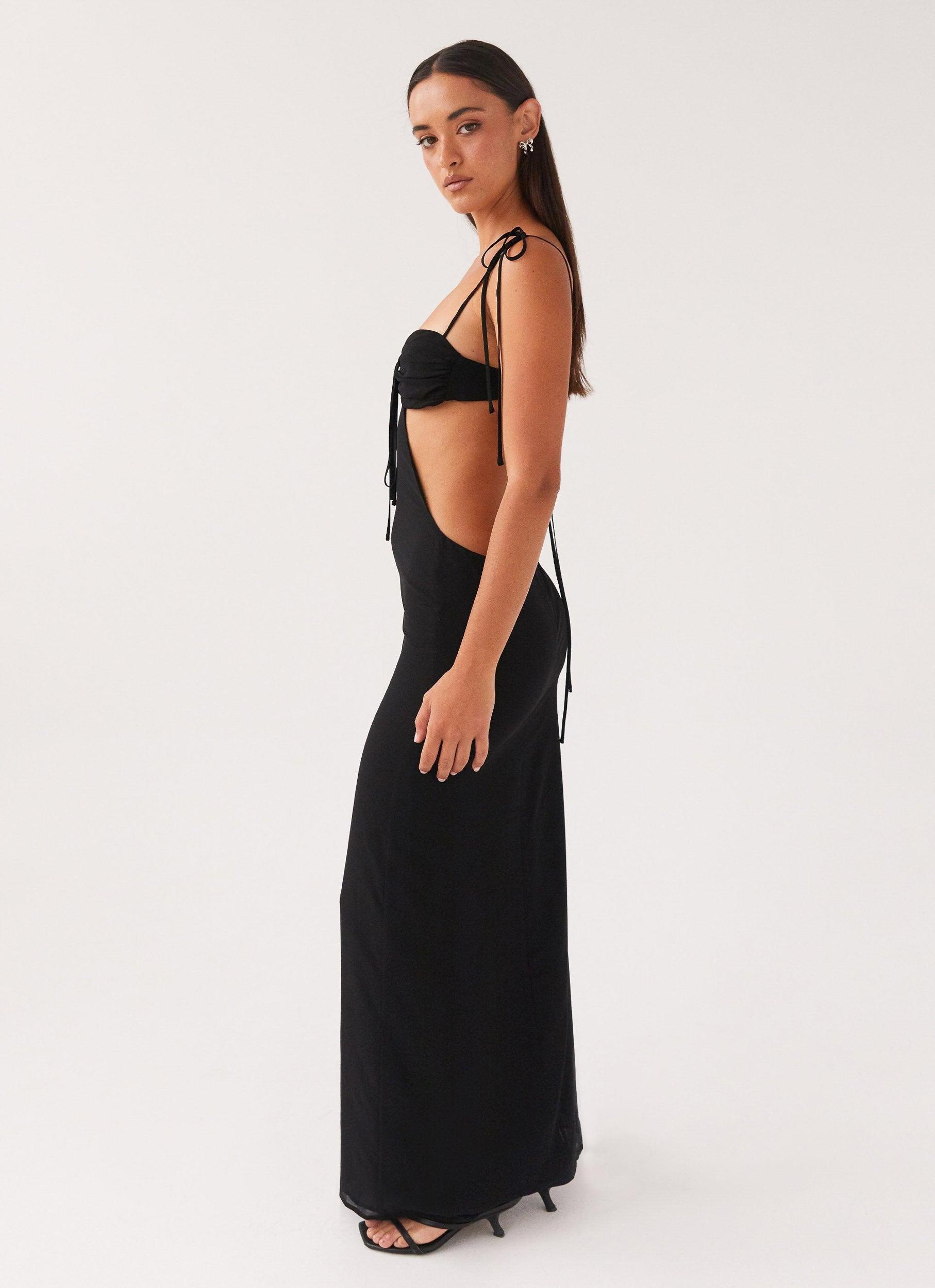 Tyra Ruched Maxi Dress - Black Product Image