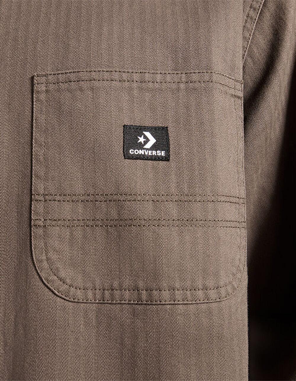 CONVERSE Washed Mens Button Up Shirt - TAUPE Product Image