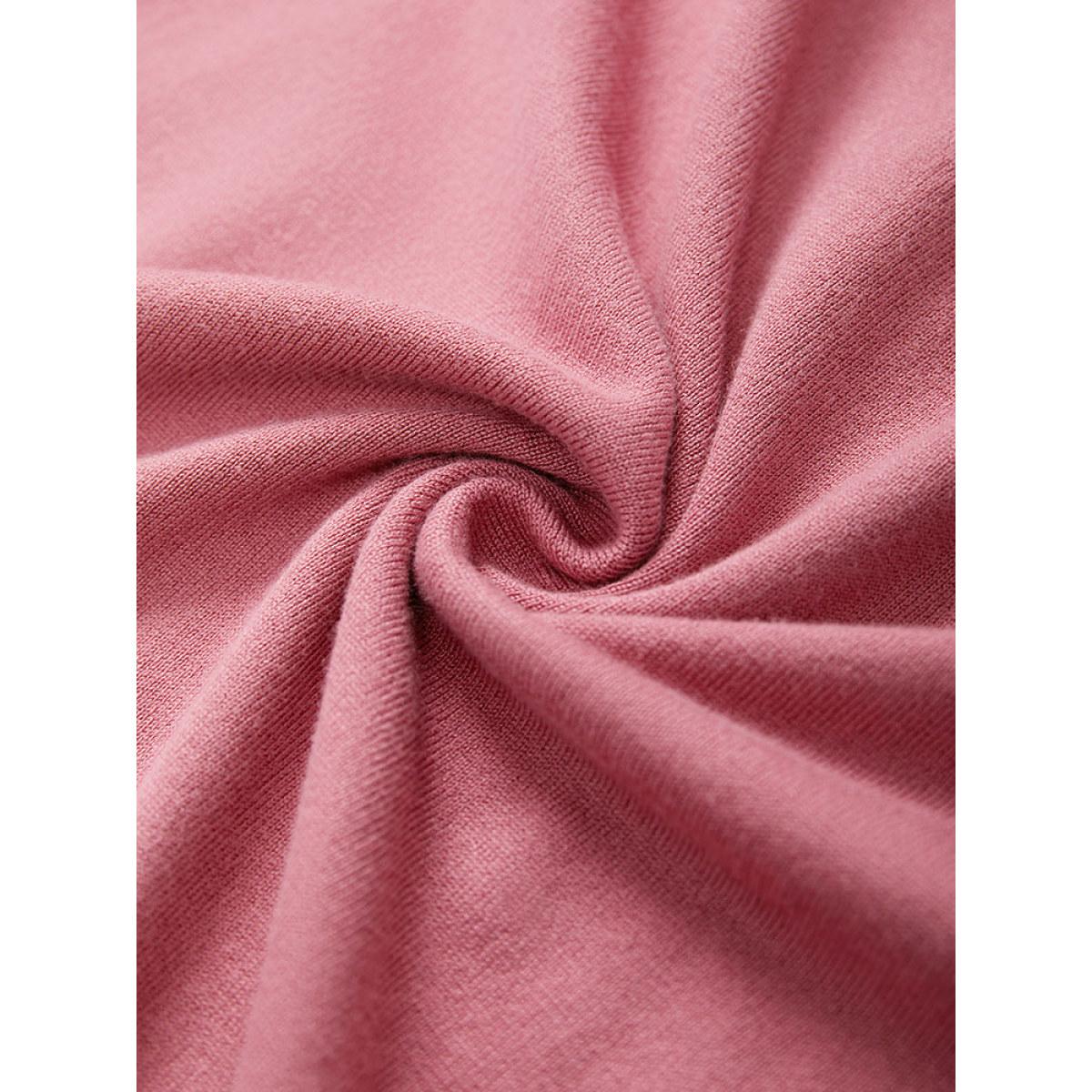 Plus Size Supersoft Essentials Solid Cut Out Patchwork Pullover DustyPink Women Casual Loose Long Sleeve V-neck Dailywear Pullovers BloomChic 26/4X Product Image