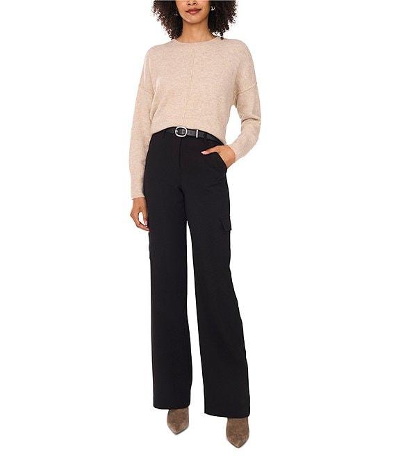 Vince Camuto Crew Neck Long Sleeve Extended Shoulder Seamed Cozy Statement Sweater Product Image