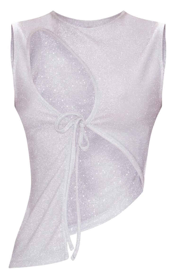 Grey Contrast Sequin Tassel Micro Mini Skirt Product Image