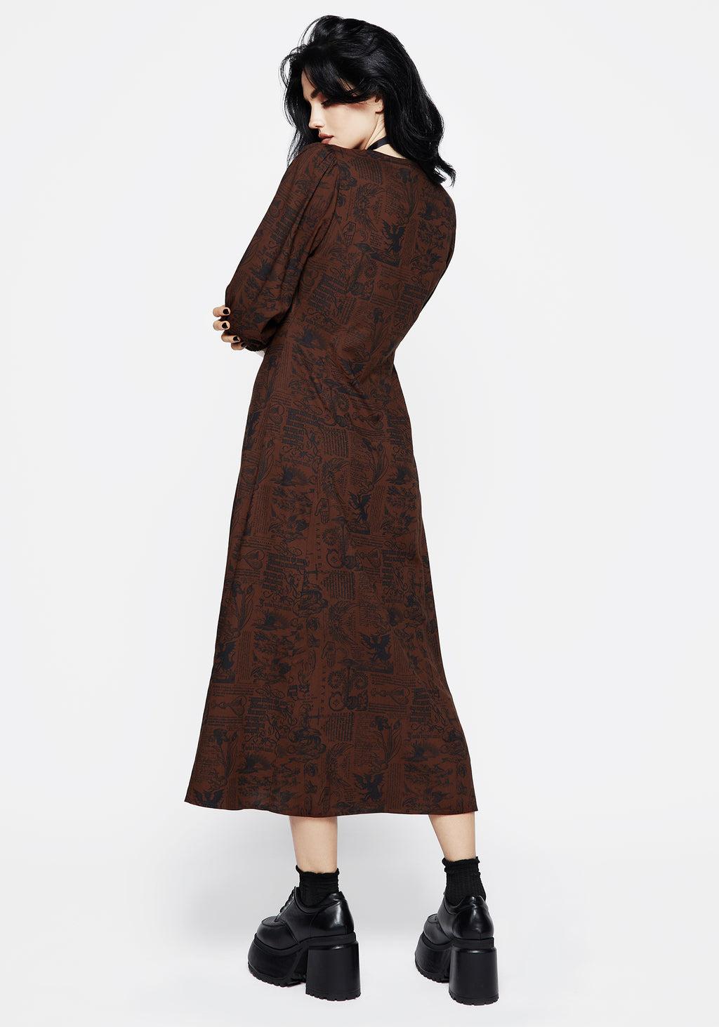 Daemonologie Woodcut Print Button Up Midaxi Dress Product Image