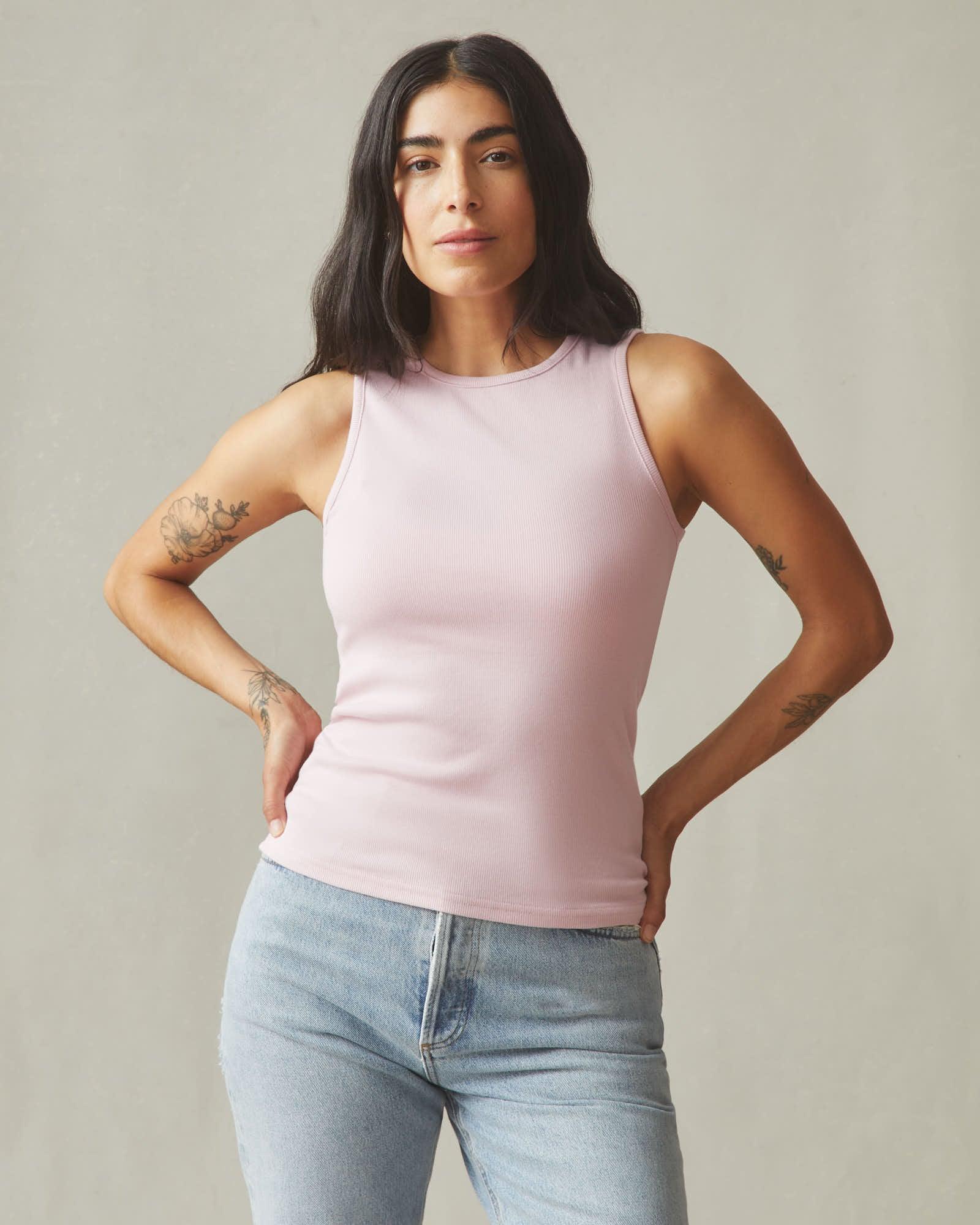 Women's Luxe Rib Tank - Silver Pink Product Image