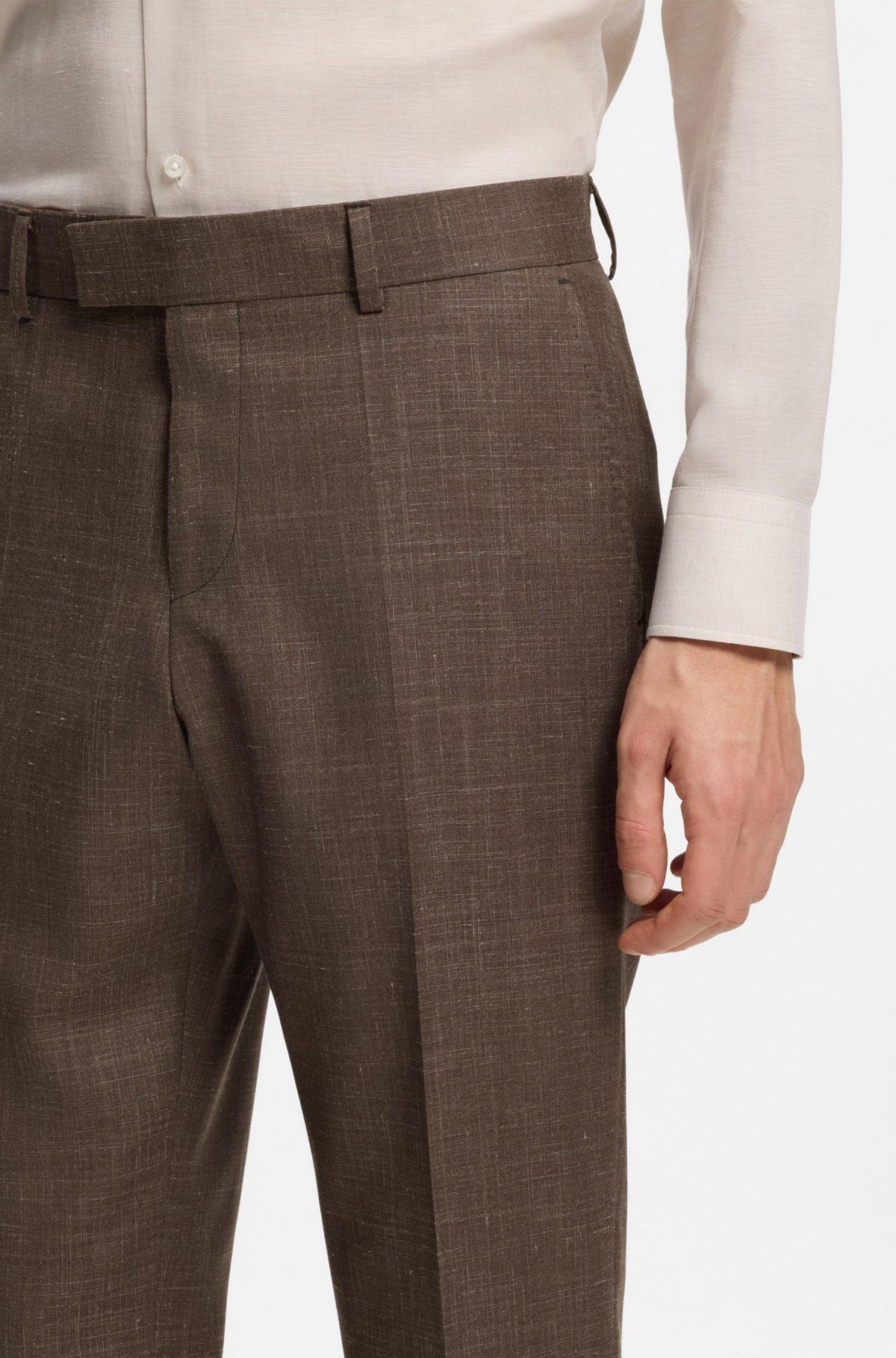 Slim-fit trousers in virgin wool, silk and linen Product Image