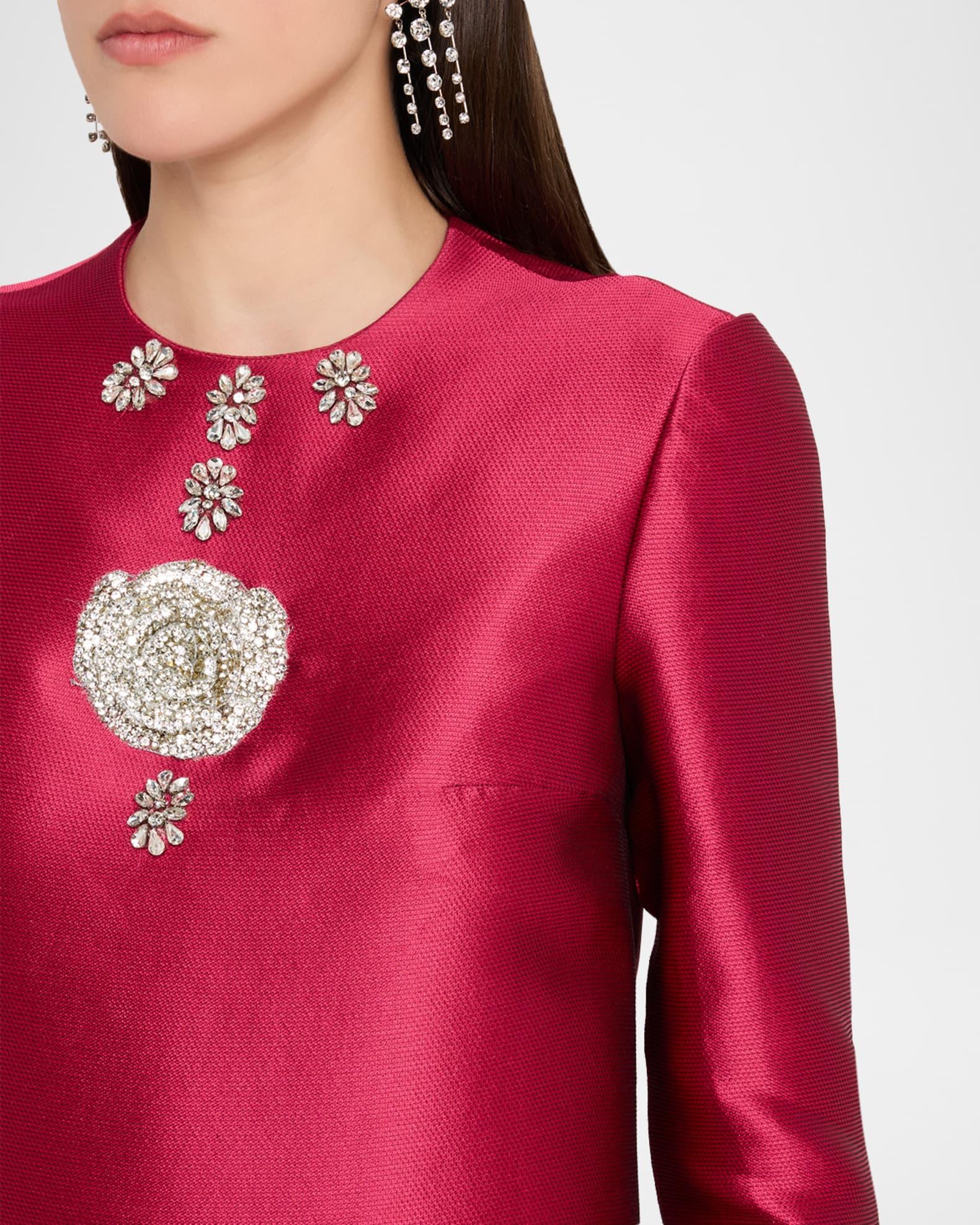 Embellished Ruffle-Sleeve Mikado Pique Maxi Dress Product Image