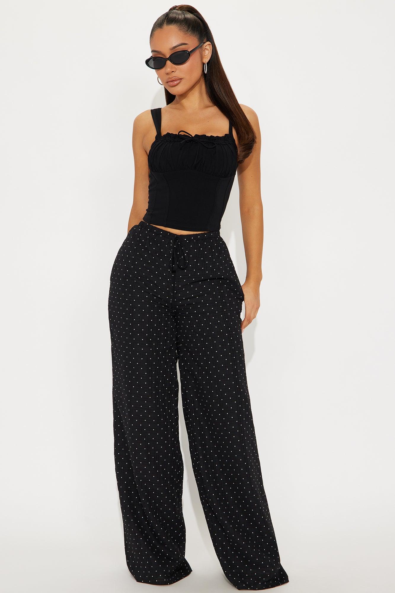 On My Way Polka Dot Wide Leg Pant - Black Female Product Image