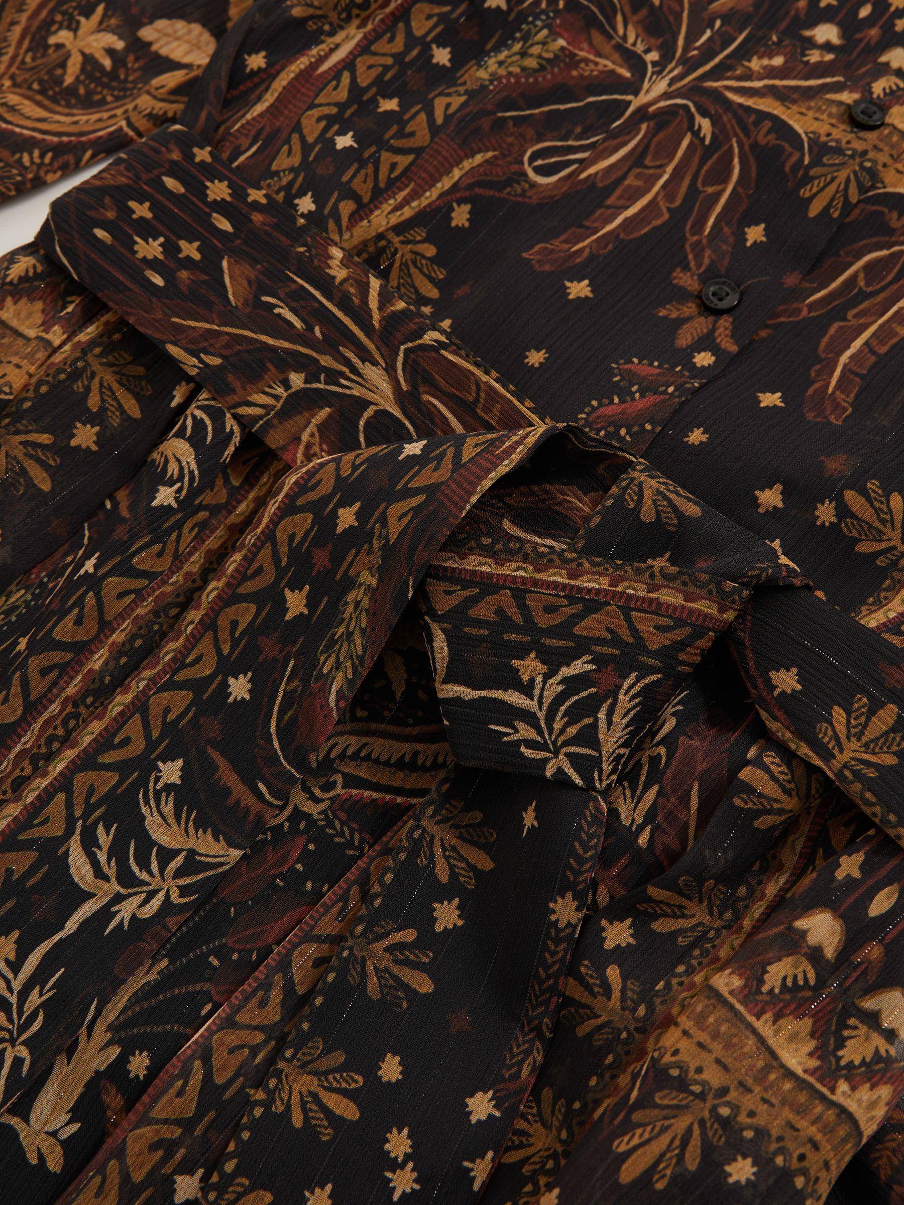 Botanical-Print Chiffon Mini Dress in Navy Product Image