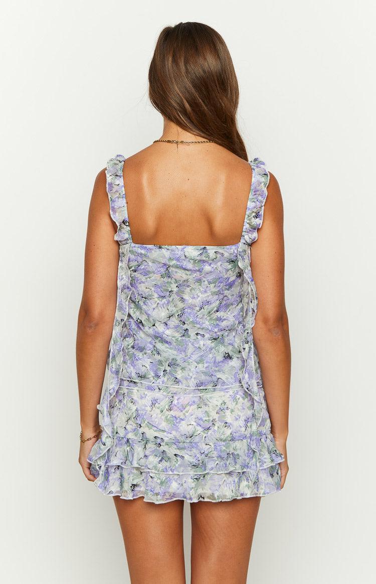 Caspian Purple Floral Print Chiffon Mini Skirt Baby Product Image