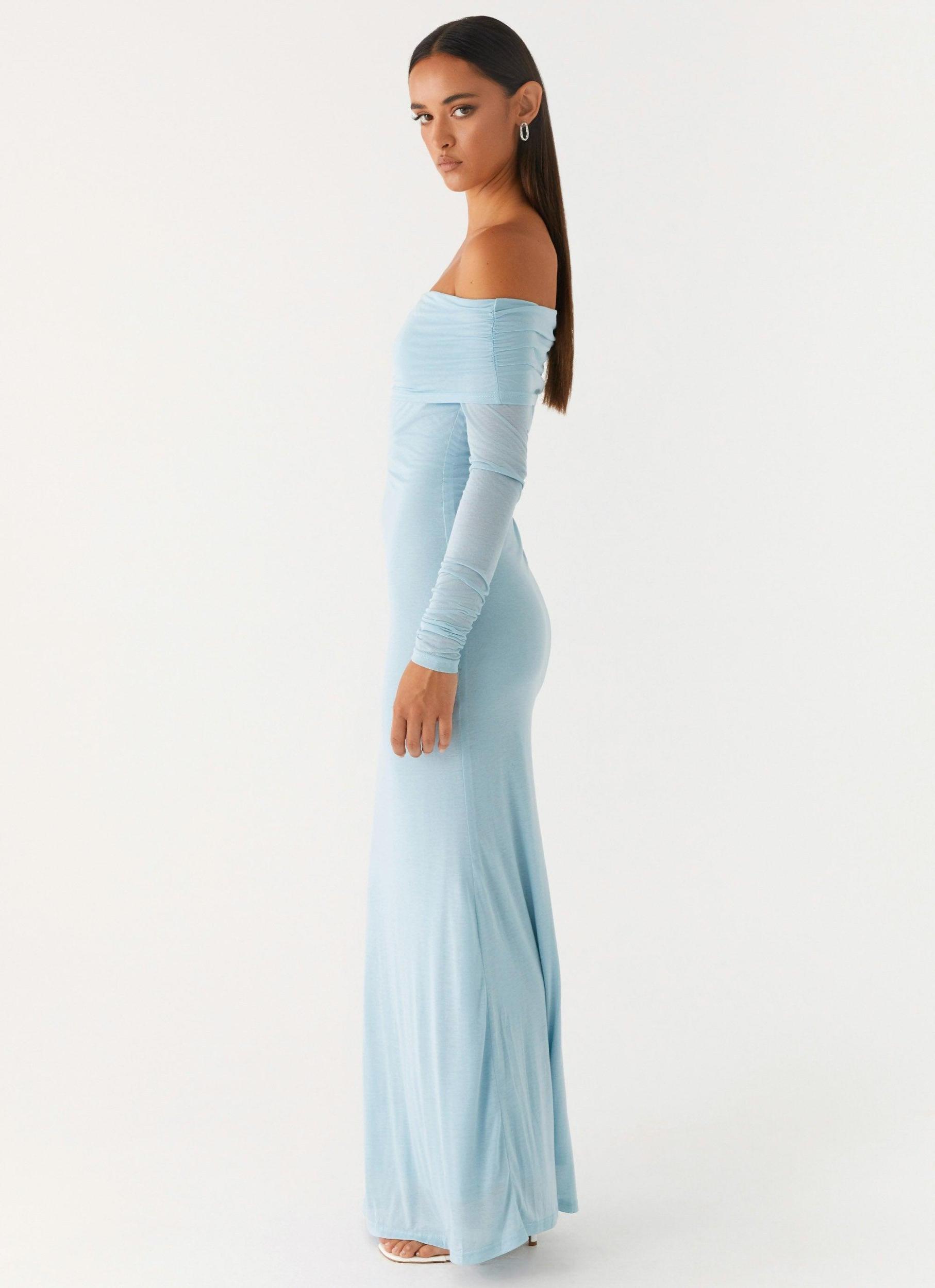 Cocoa Long Sleeve Maxi Dress - Blue Product Image