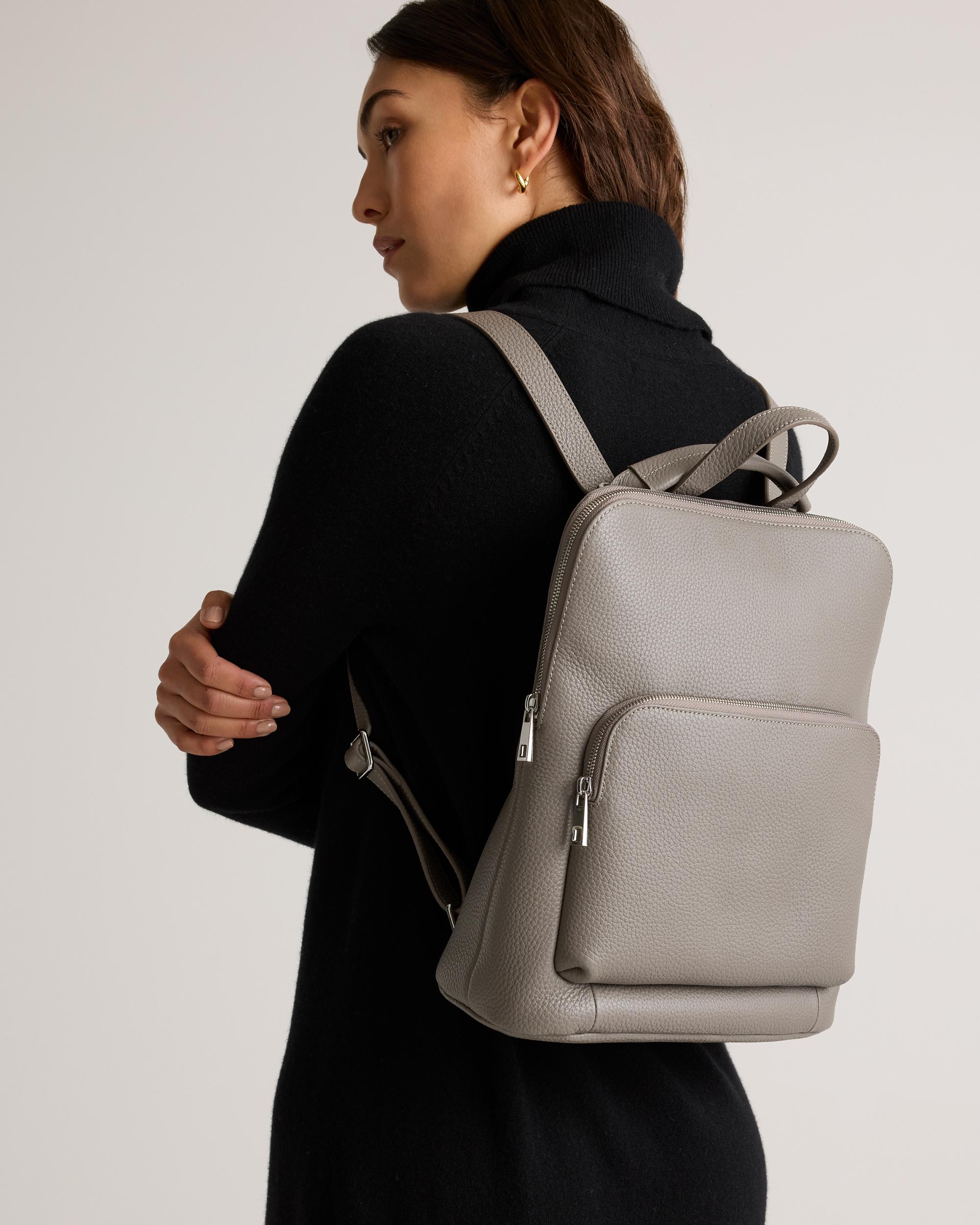 Quince | Women's Italian Leather Convertible Backpack in Mink Product Image