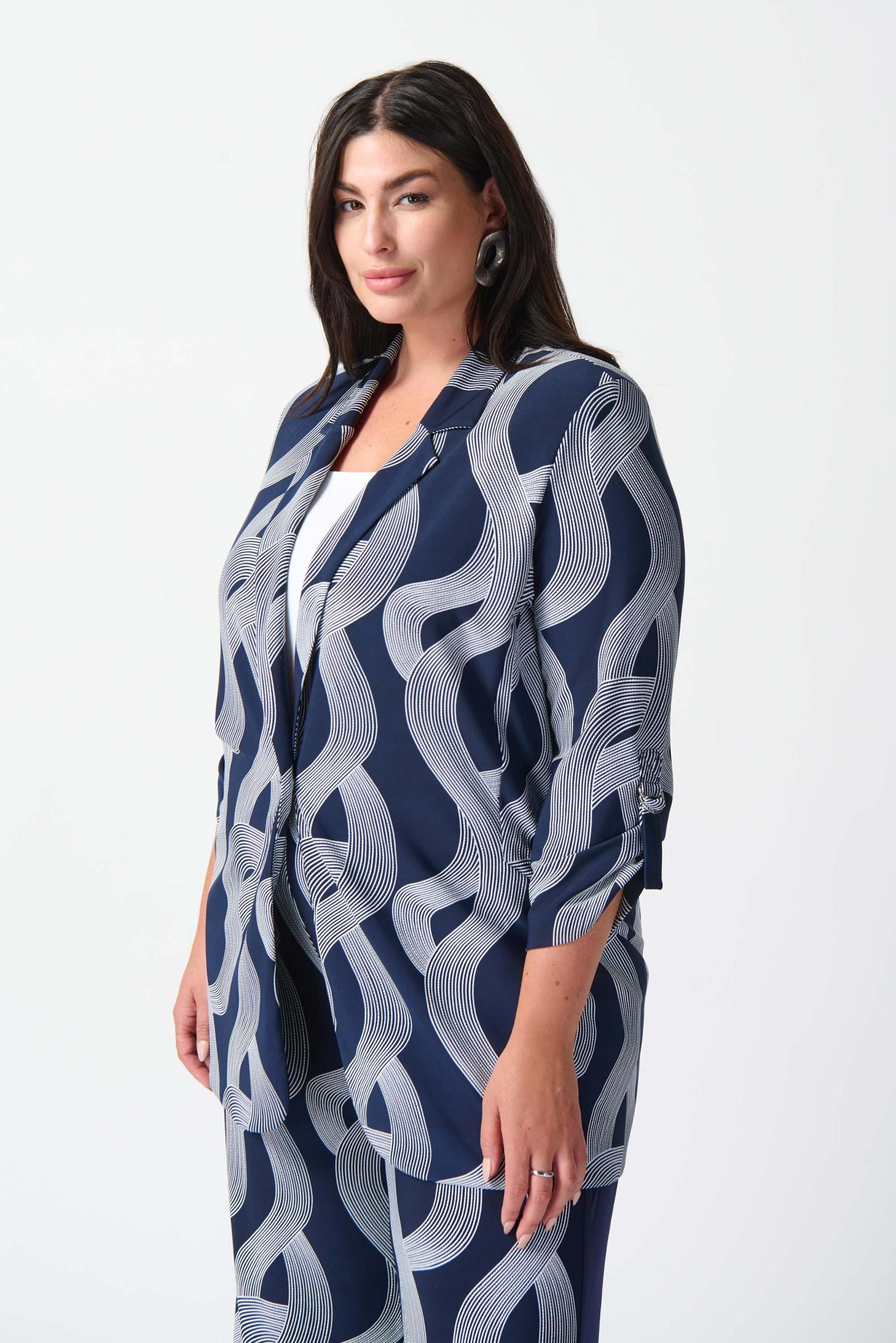 Silky Knit Abstract Print Boxy Blazer Product Image