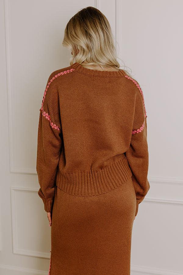 Coffee Shop Cutie Knit Sweater in Chocolate Product Image