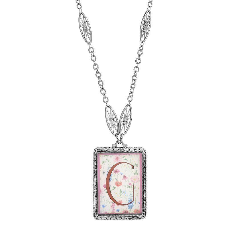1928 Floral Motif Initial Pendant, Womens, G Product Image