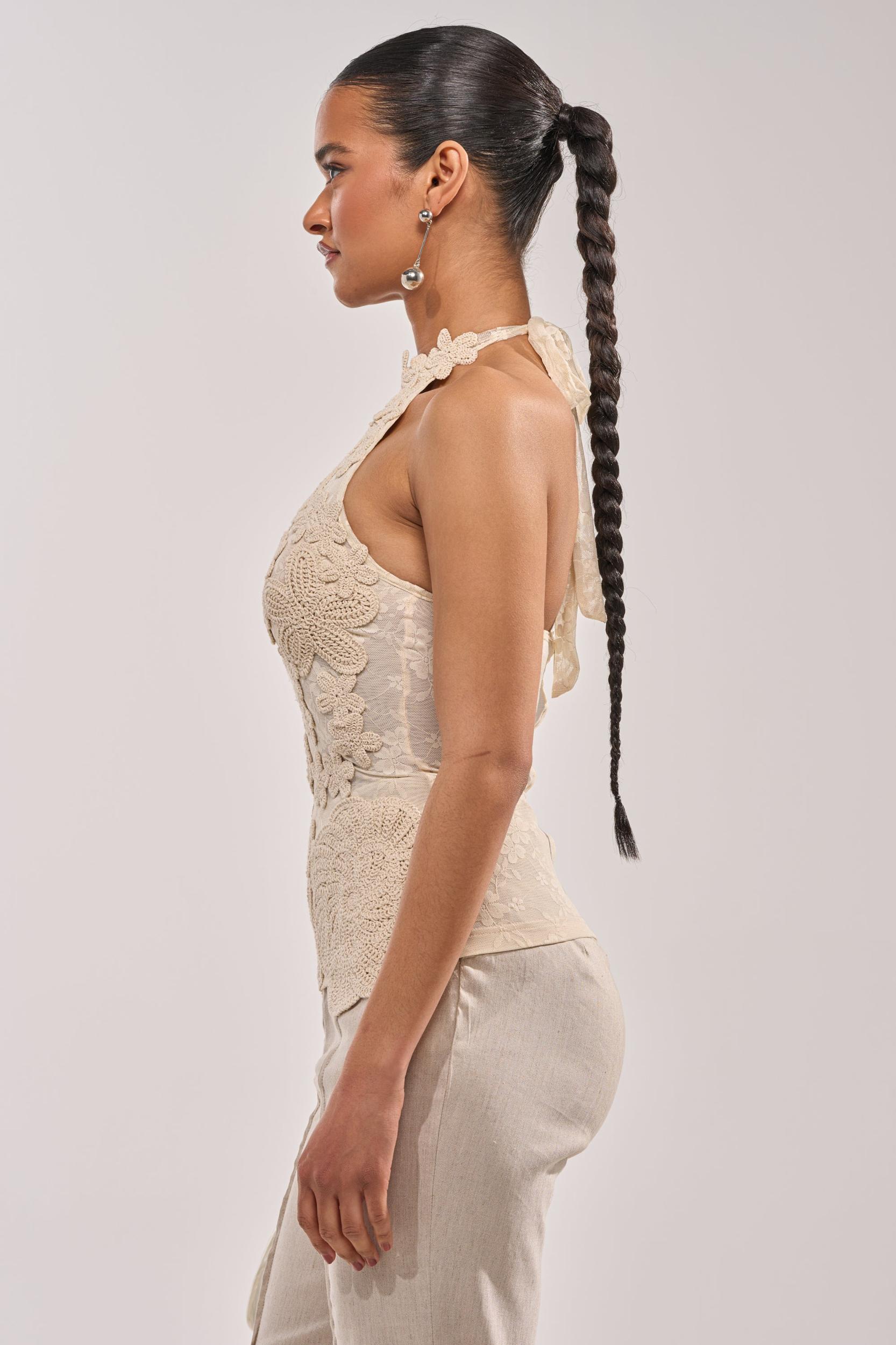 SANDY BEACHES MESH EMBROIDERED TOP Product Image