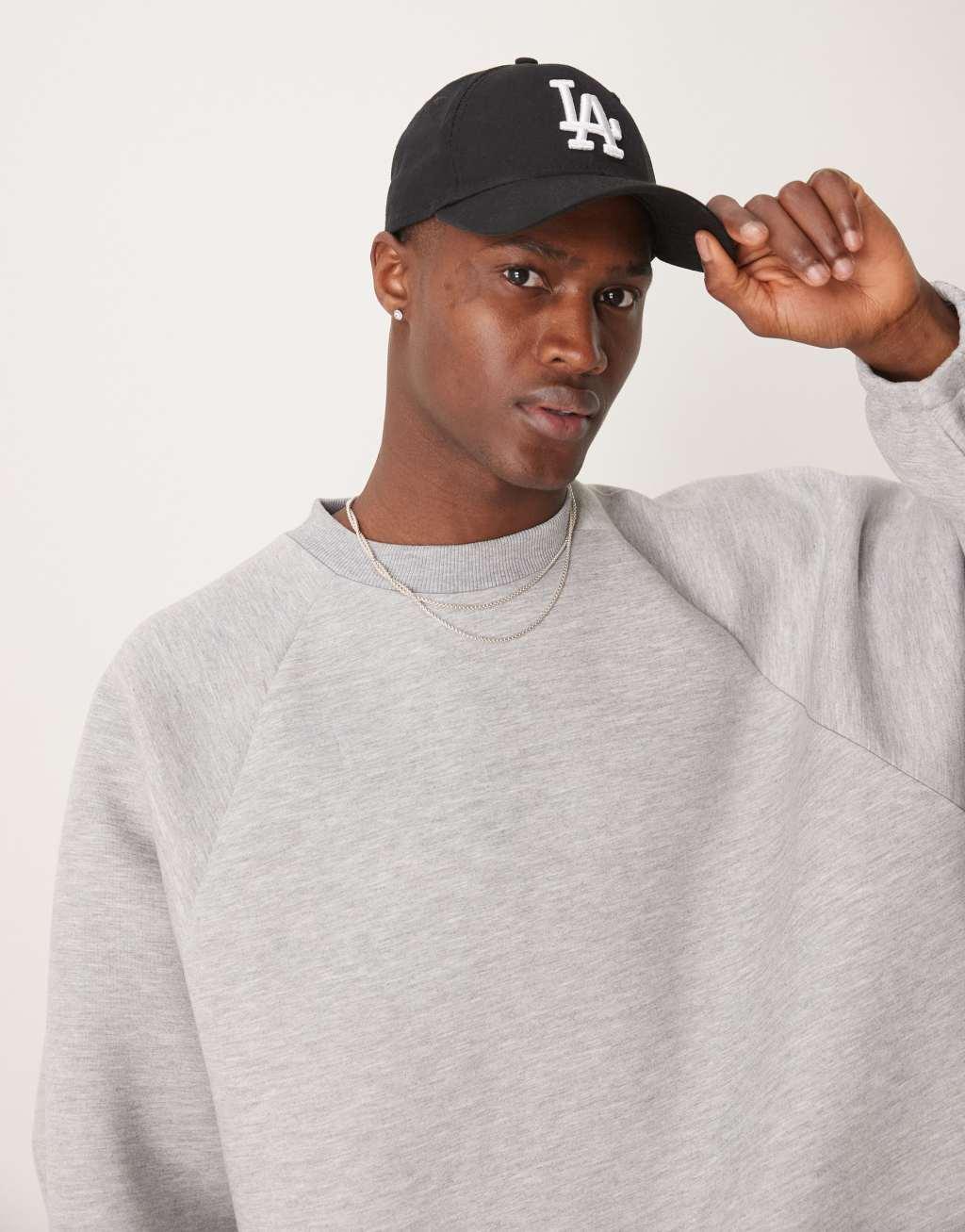 ASOS DESIGN scuba extreme oversized sweatshirt in gray heather | ASOS Product Image