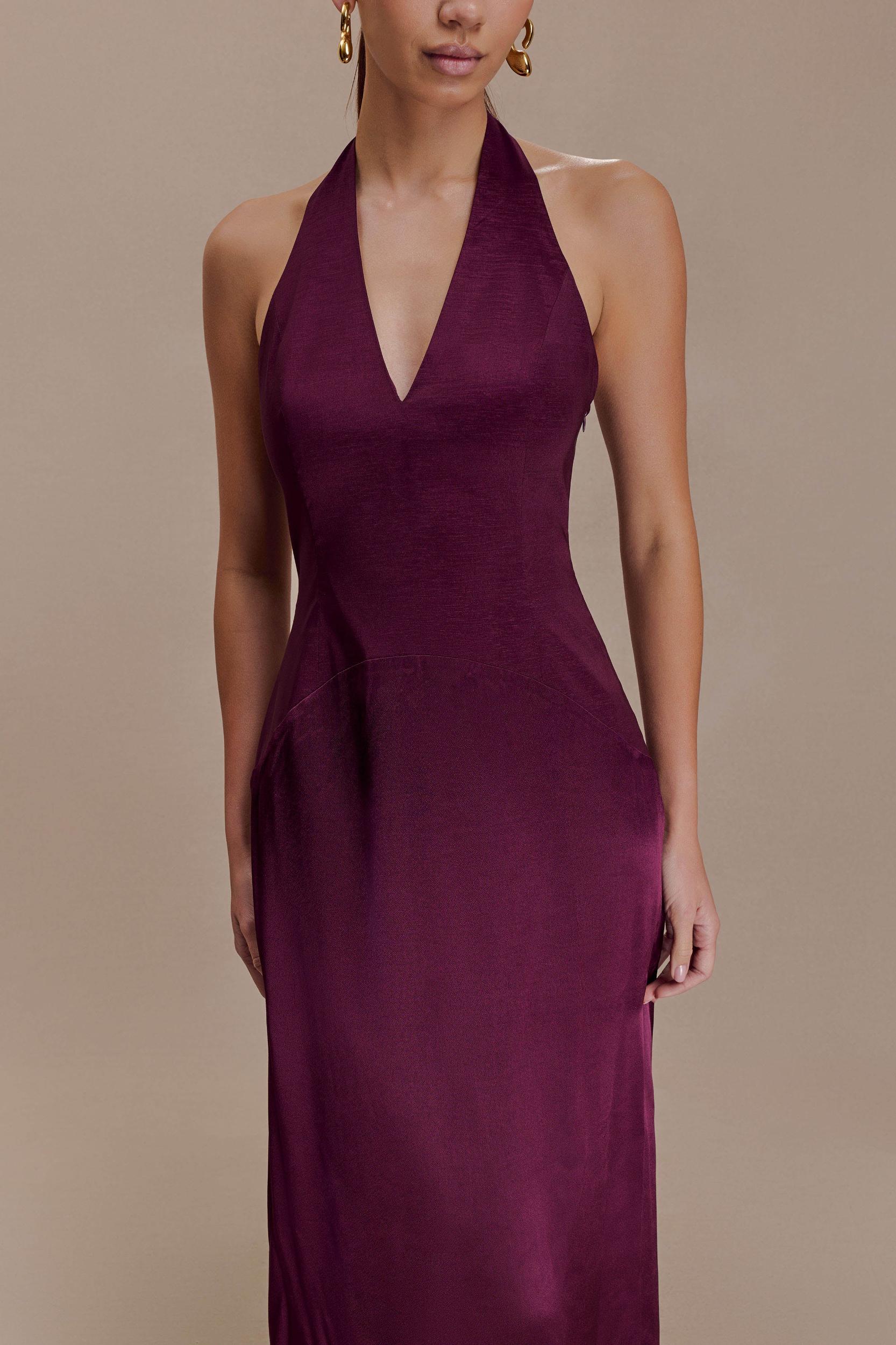 Maura Taffeta And Satin Maxi Dress - Wine Product Image