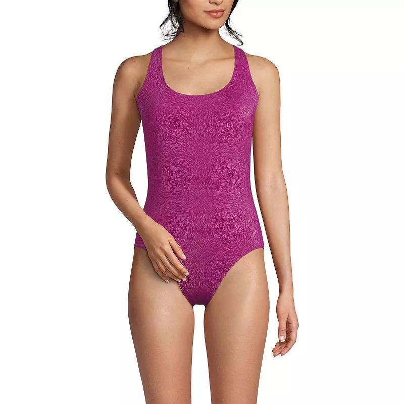 Women's Lands' End Tugless Shine One-Piece Swimsuit,  Product Image